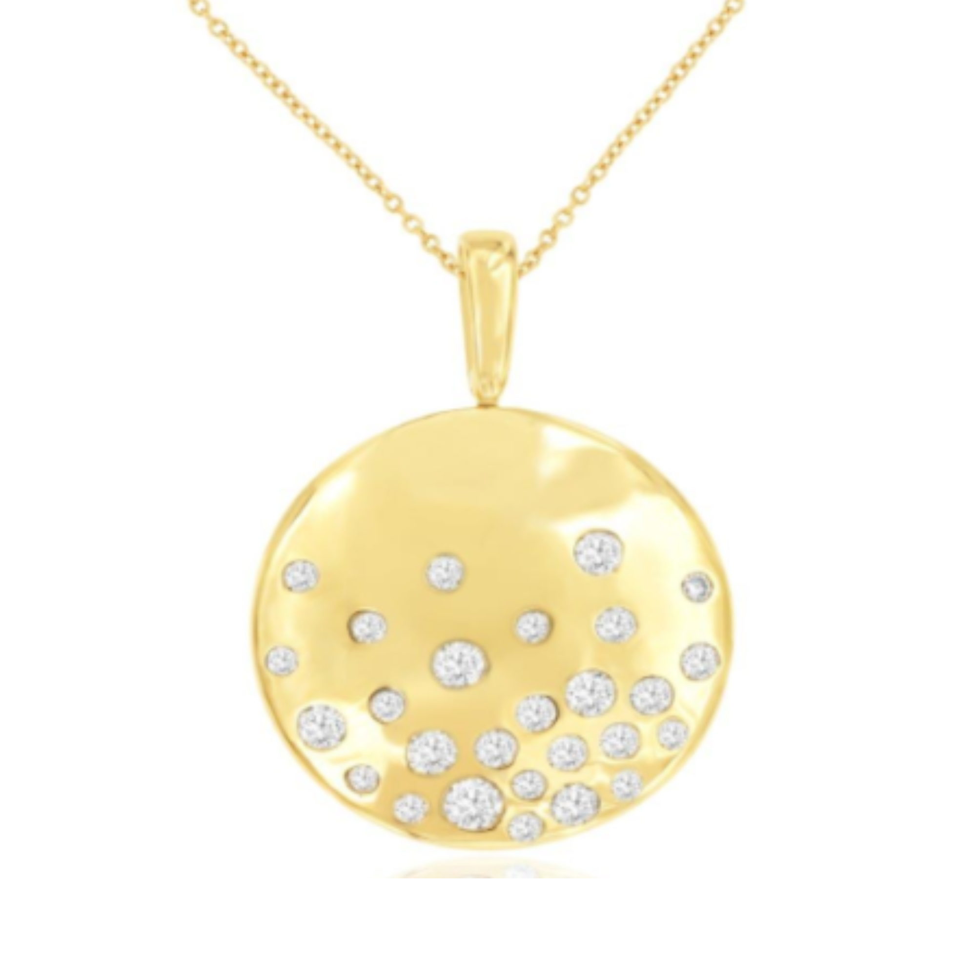 Diamond Pave Medallion Pendant Necklace in 14K Yellow Gold