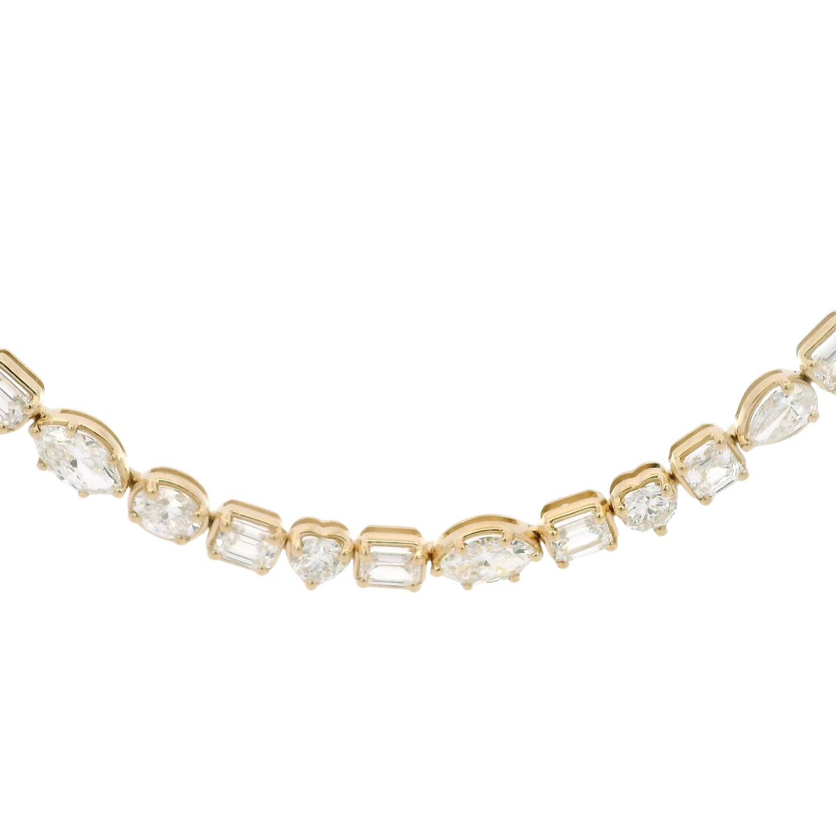 Mixed Shape Diamond Tennis Necklace in 14K Yellow Gold