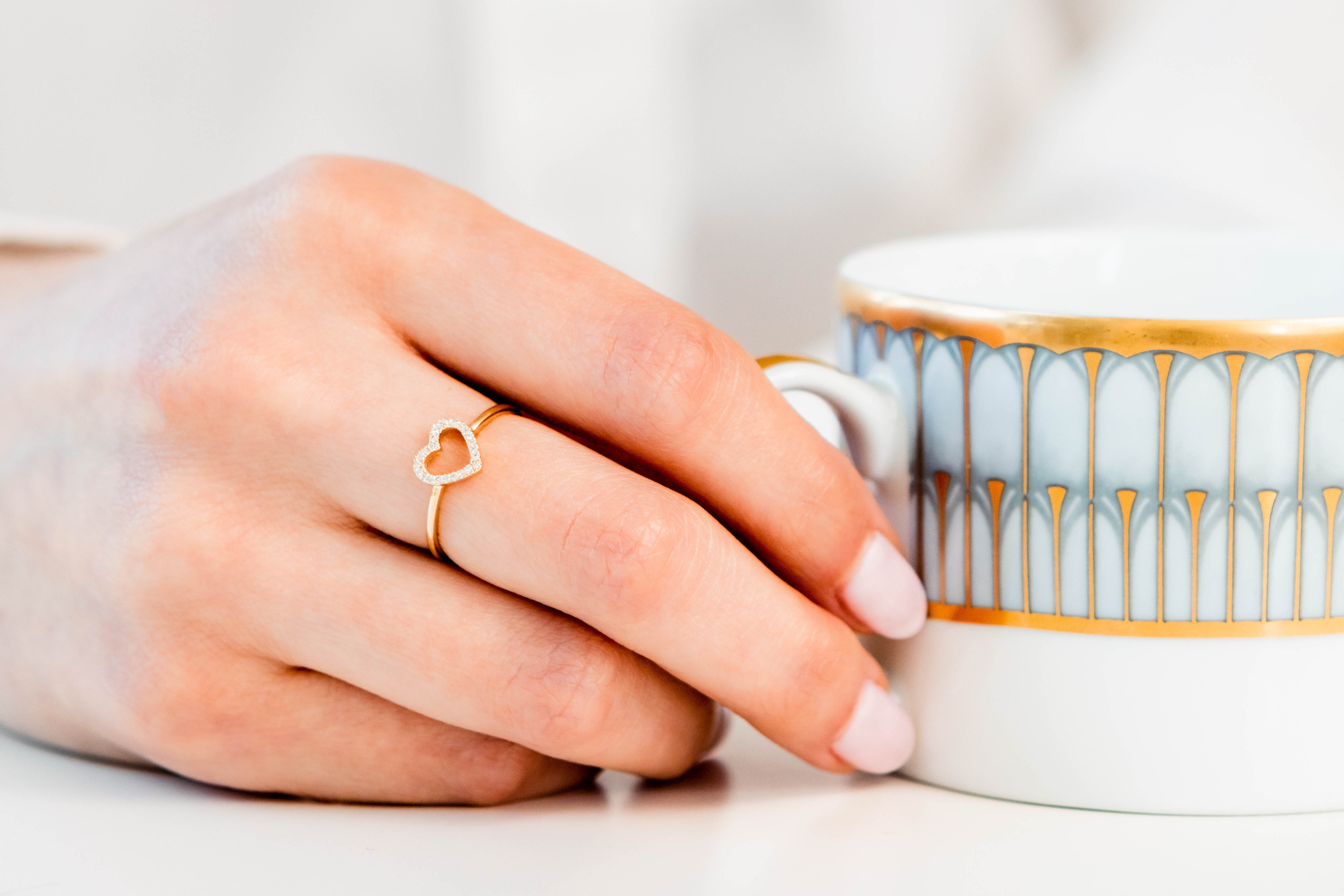 Diamond Open Heart Ring in 14K Yellow Gold, Size 5