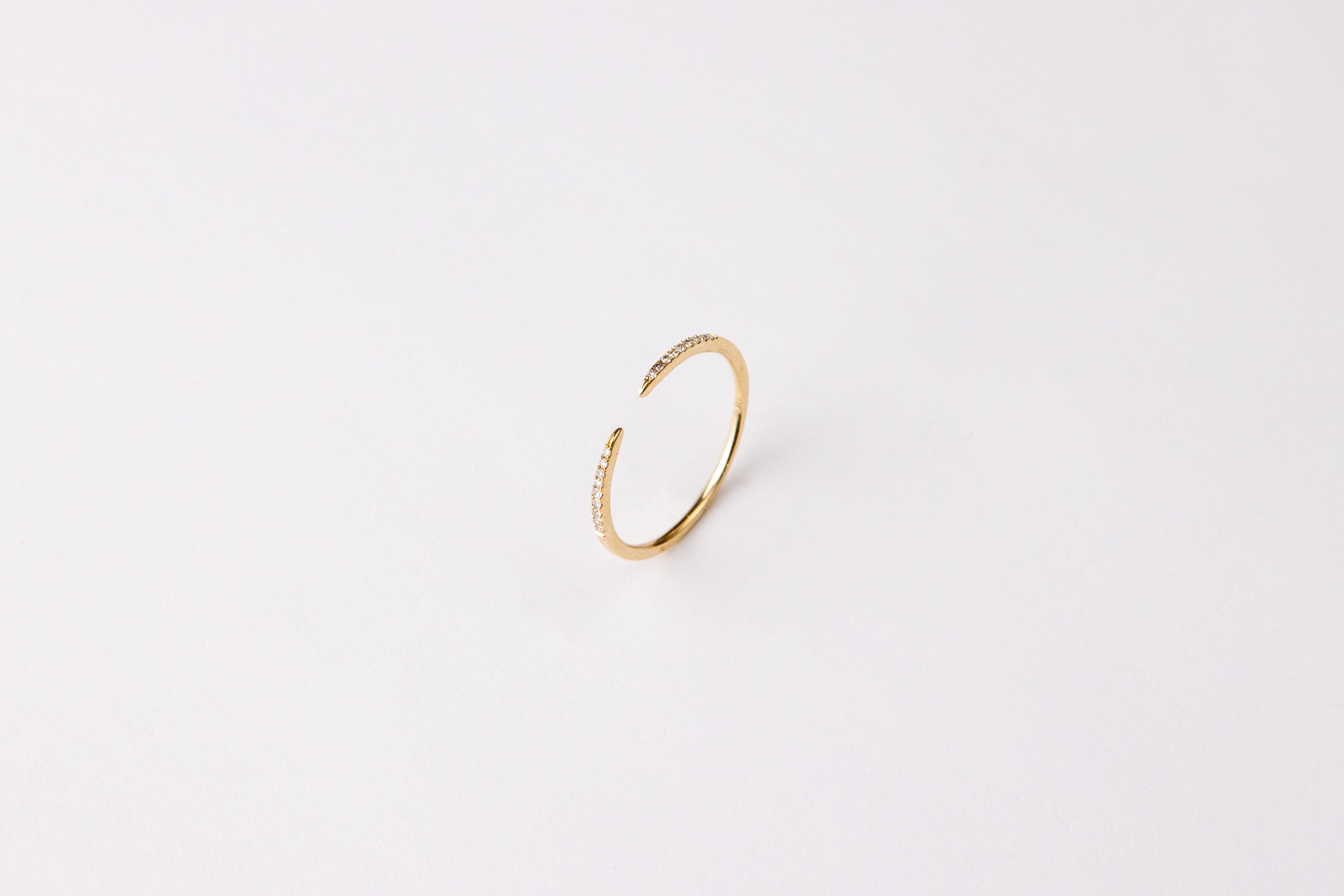 Diamond Cuff Ring in 14K Yellow Gold, Size 7