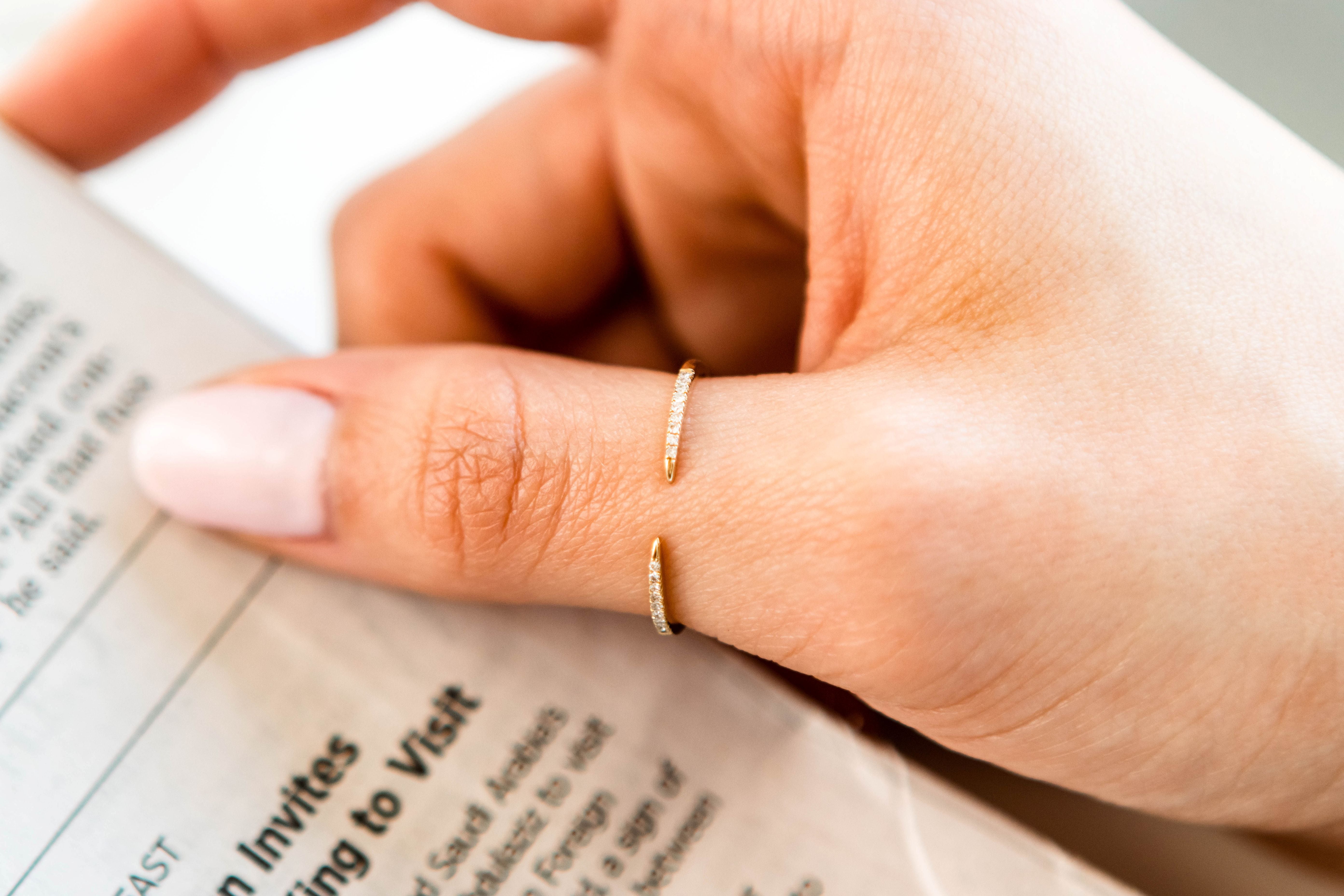 Diamond Cuff Ring in 14K Yellow Gold, Size 7