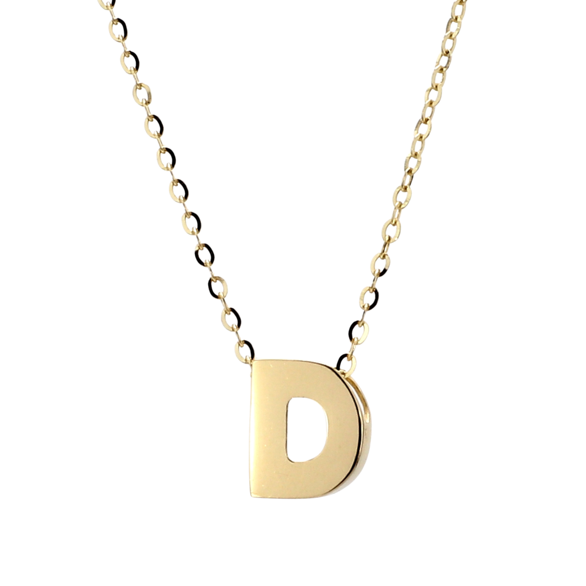 D Initial Pendant Necklace in 14K Yellow Gold