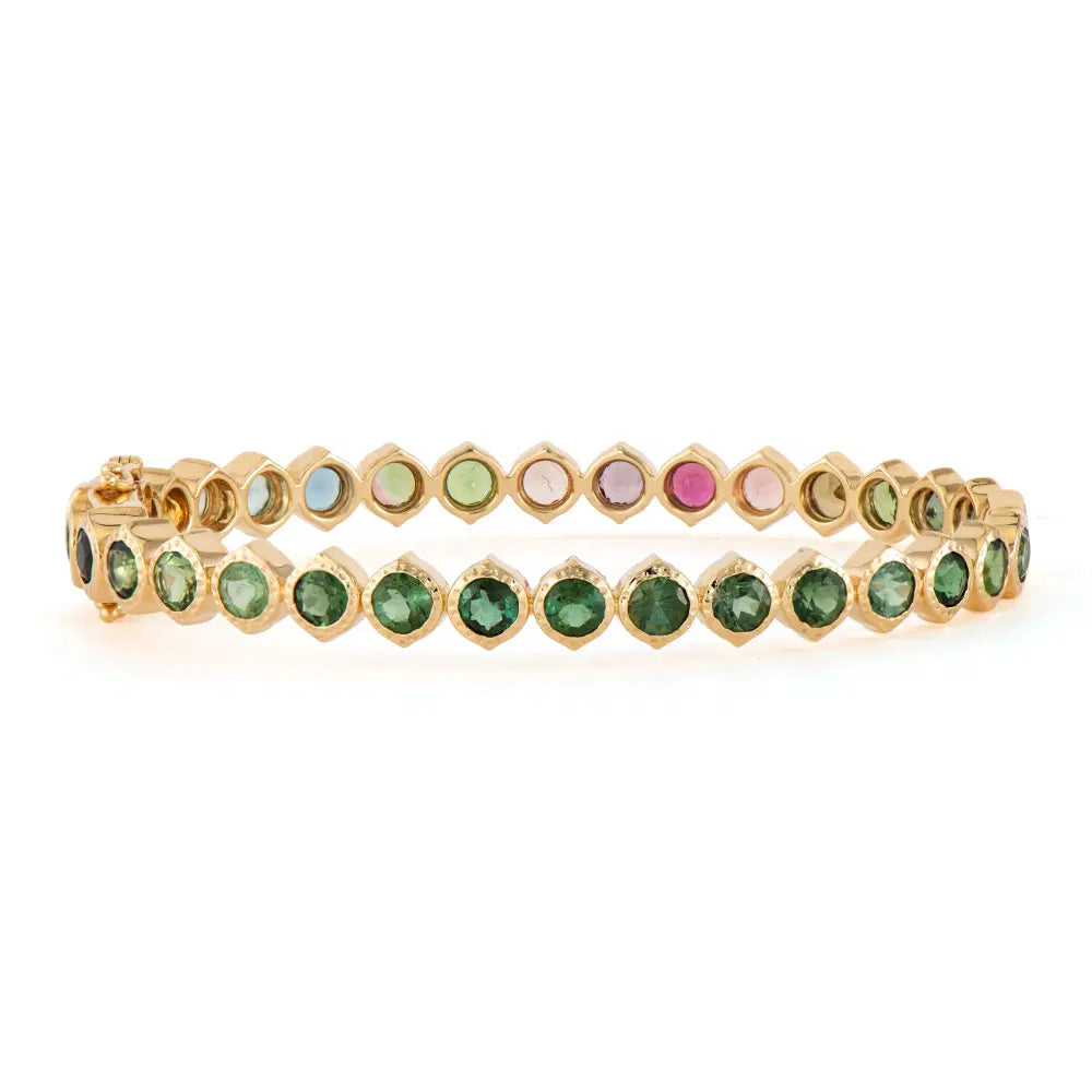 Three Stories Wish on a Star Tourmaline Eternity Bangle in 14K Yellow Gold
