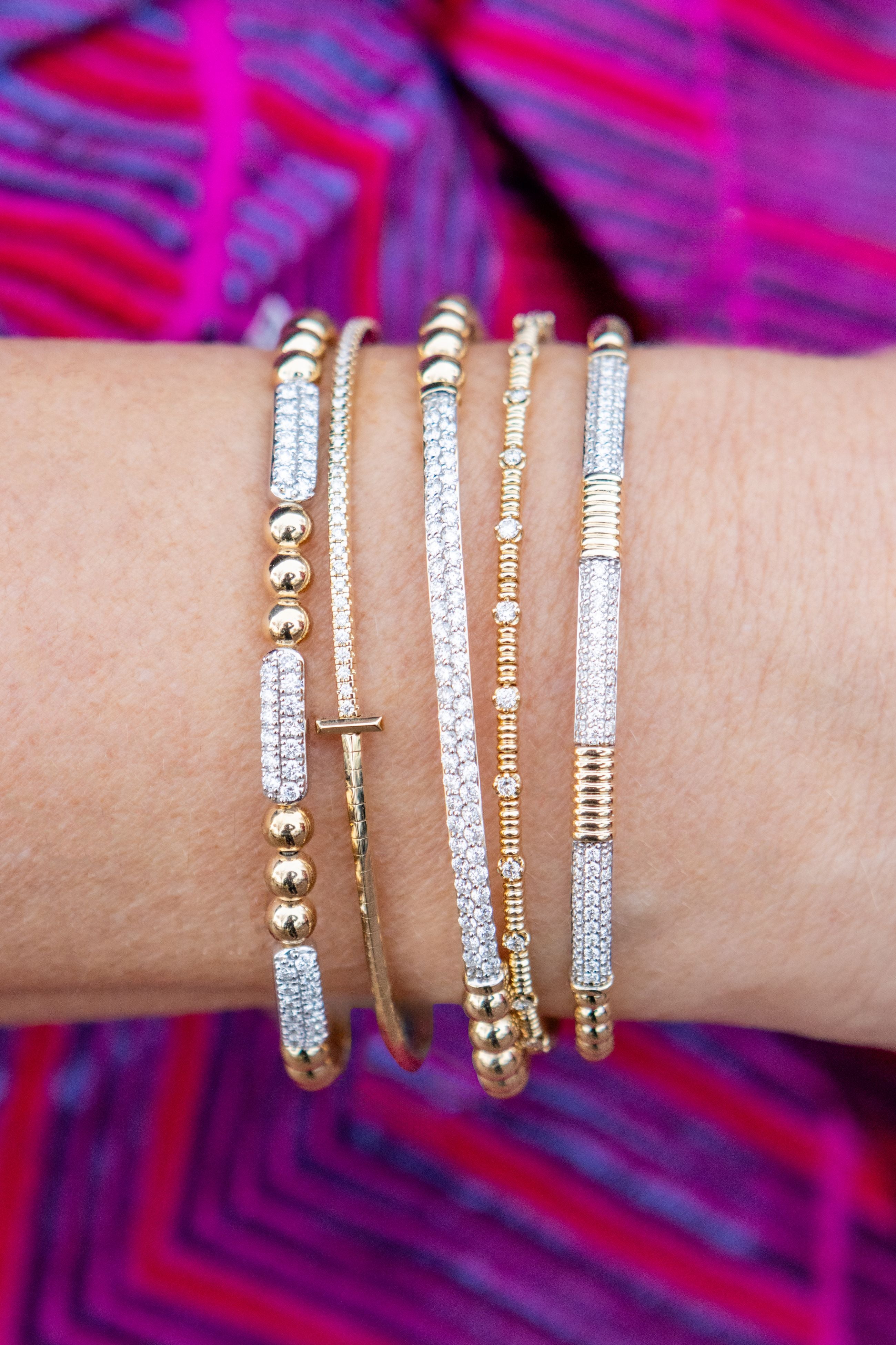 T-Bar Flex Diamond Bracelet in 14K Yellow Gold