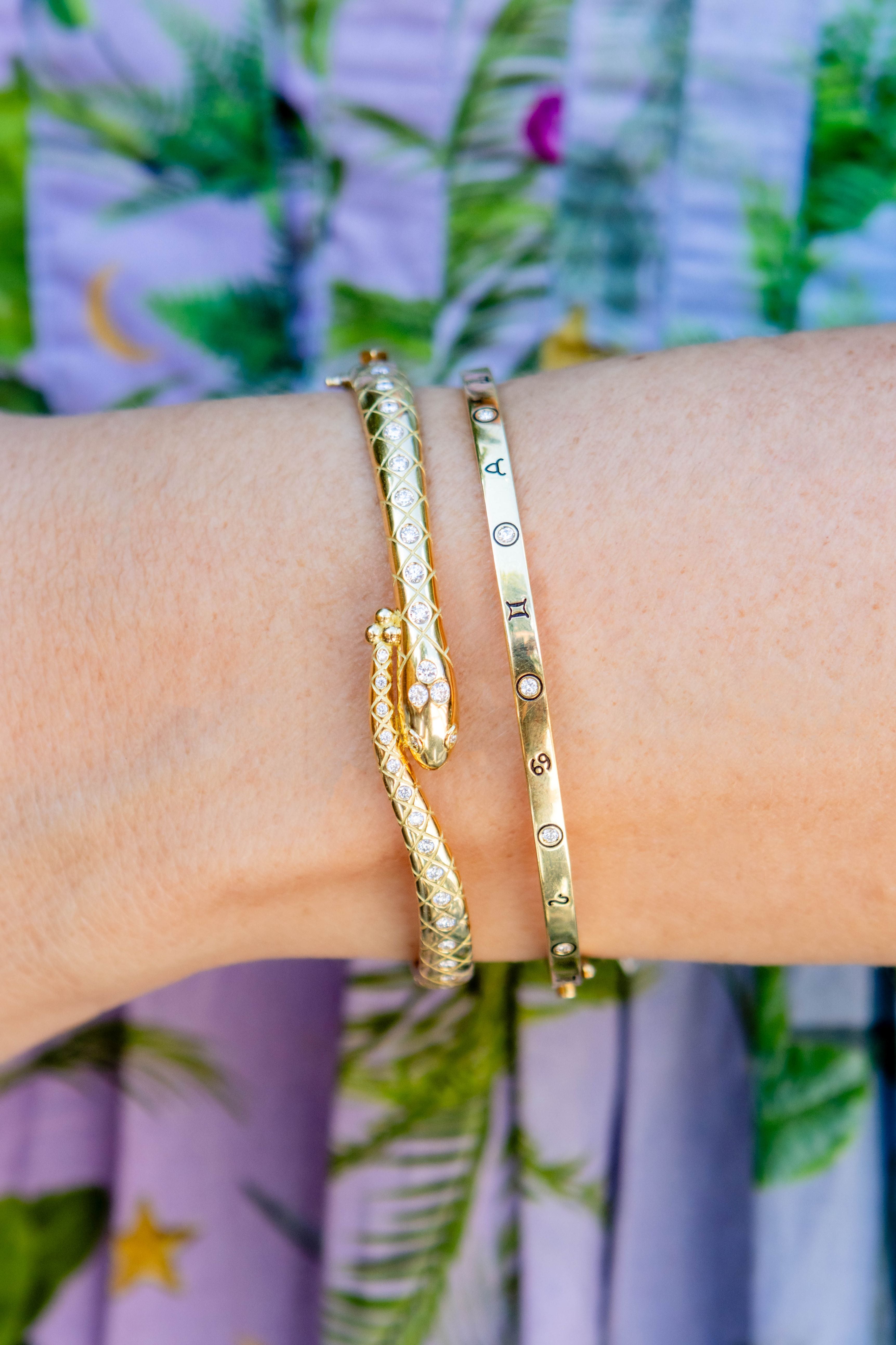 Temple St. Clair Astrid Celestial Diamond Bangle Bracelet in 18K Yellow Gold