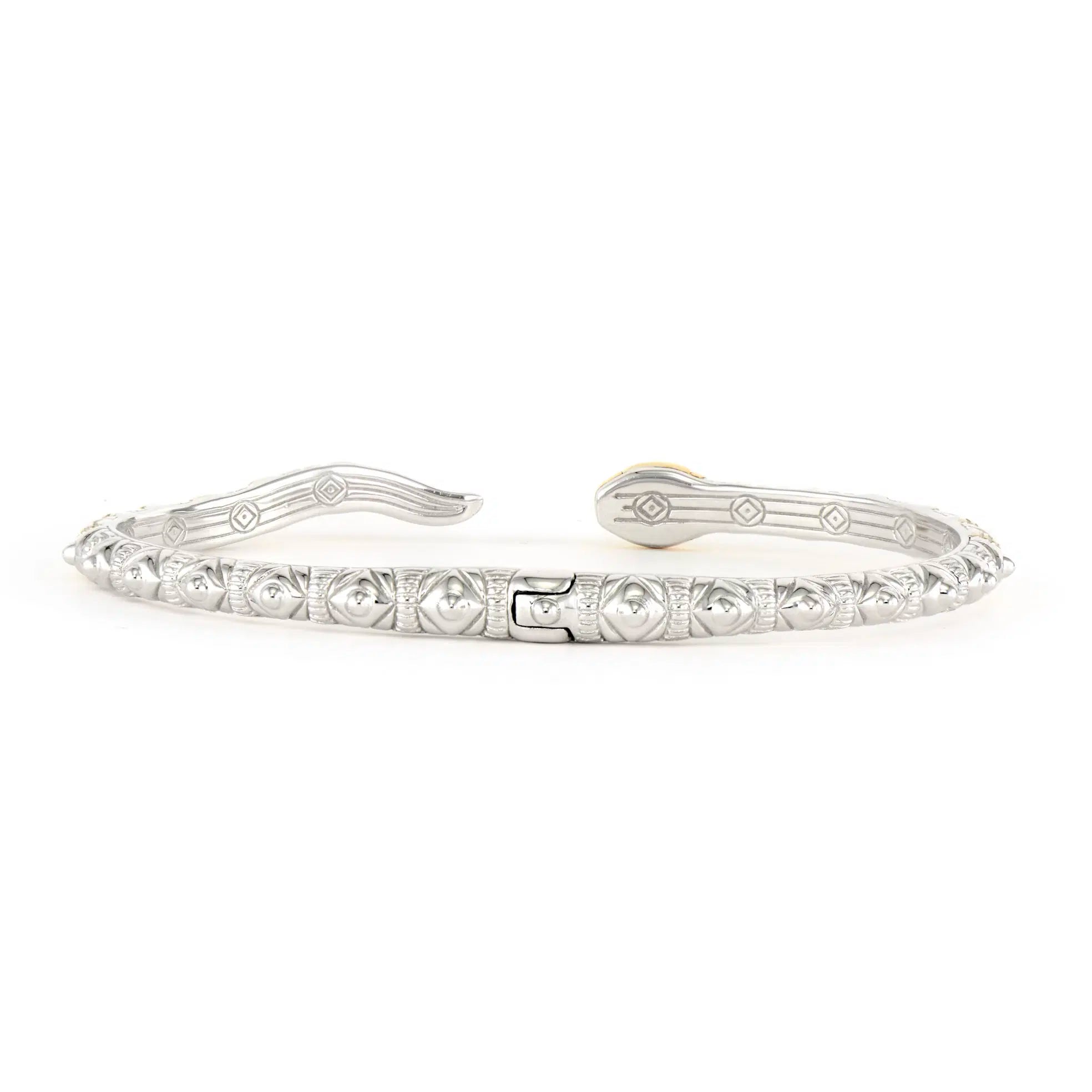 Three Stories Snake Diamond Ruby & Emerald Bangle in 14K Yellow Gold