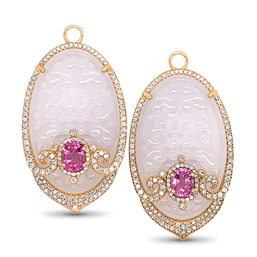 Erica Courtney Elsa Ice Jade & Pink Spinel Earring Charms in 18K Yellow Gold