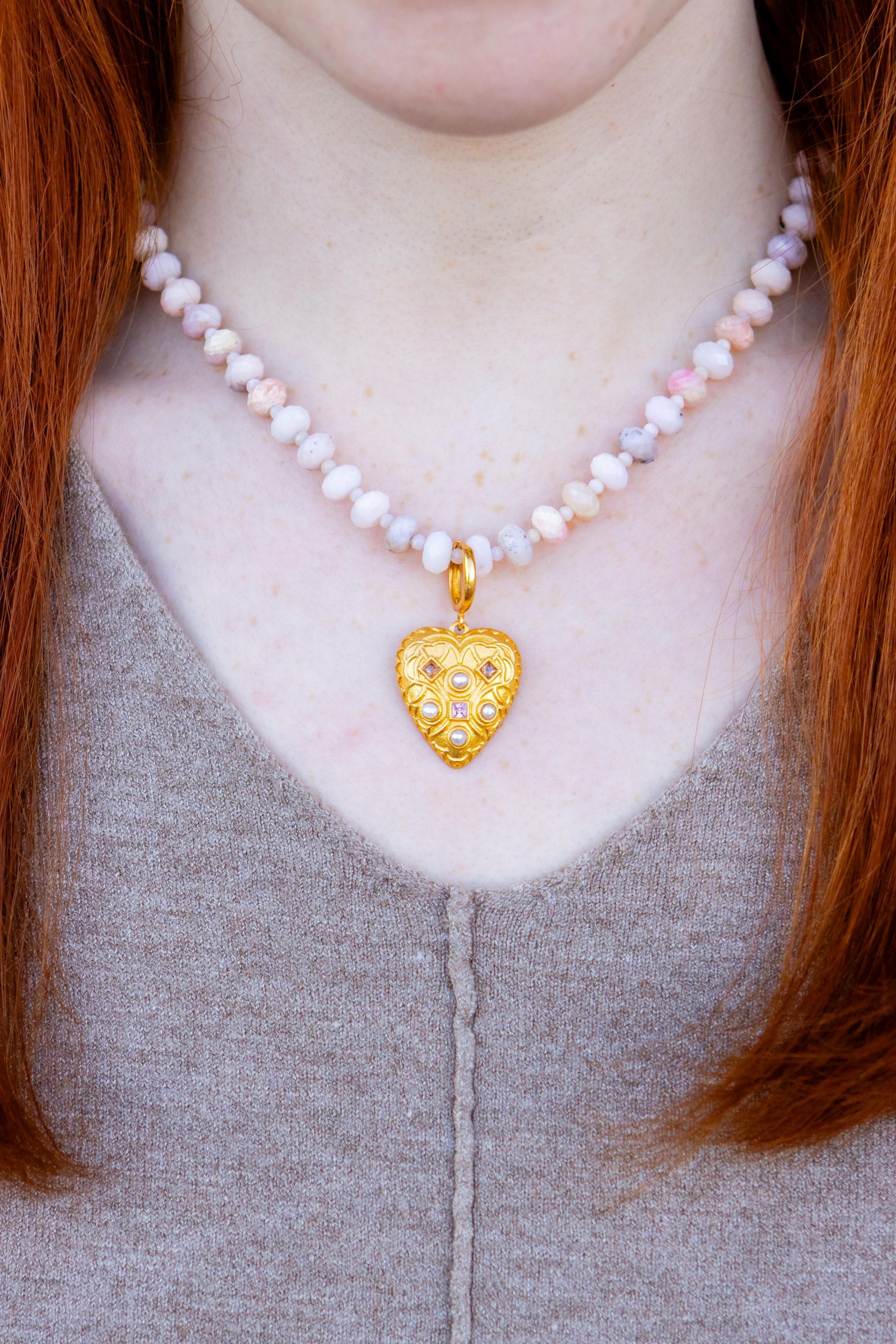 Wendy Perry Quartz & Pearl Heart Pendant