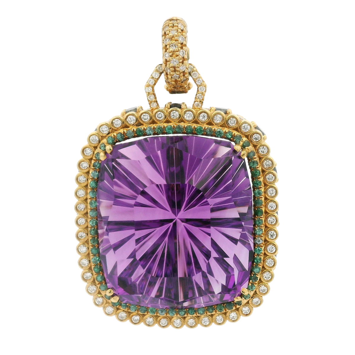 Erica Courtney Emani John Dyer Amethyst Pendant in 18K Yellow Gold