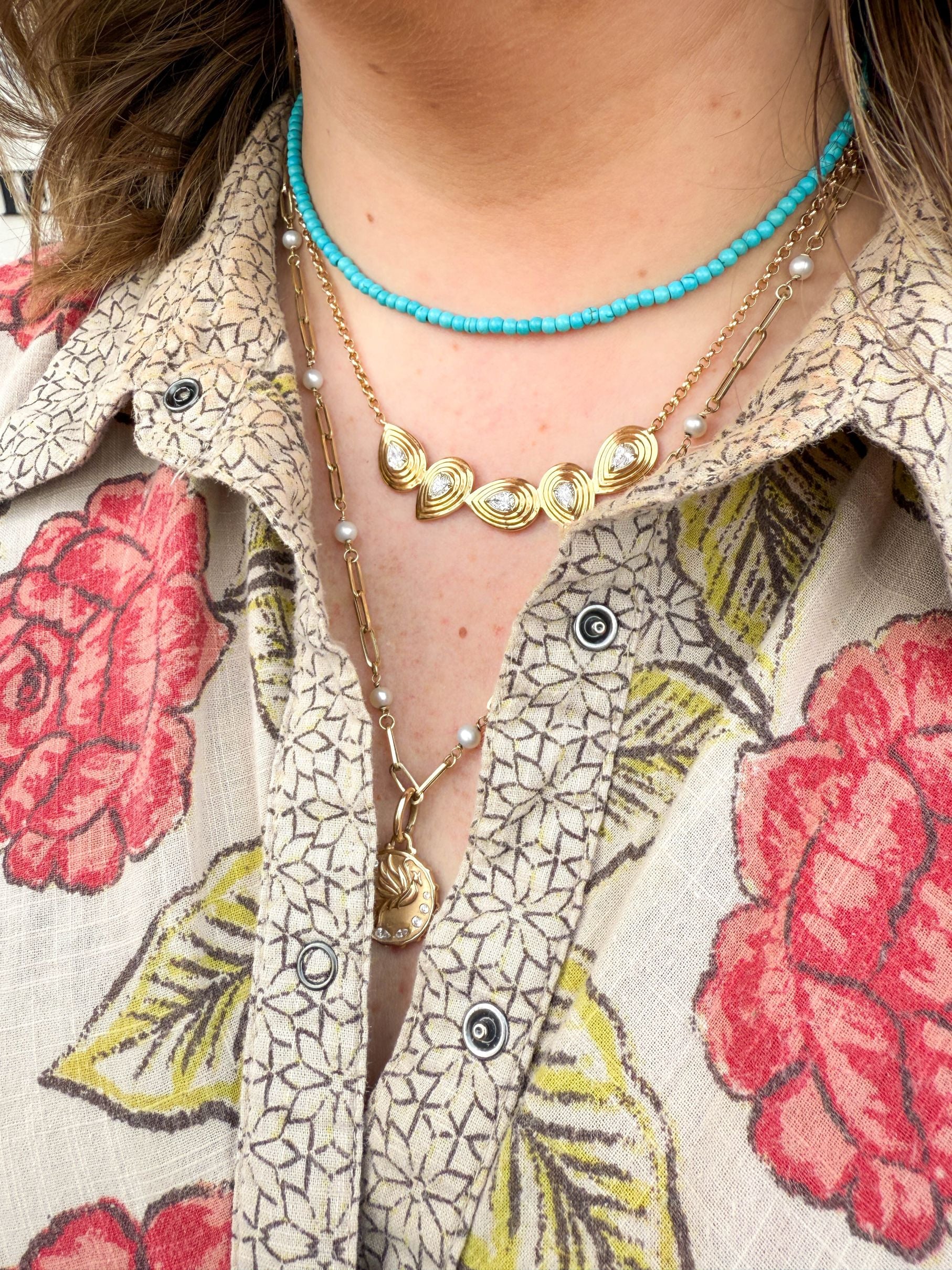 Wendy Perry Turquoise Beaded Howlite Teensie Necklace