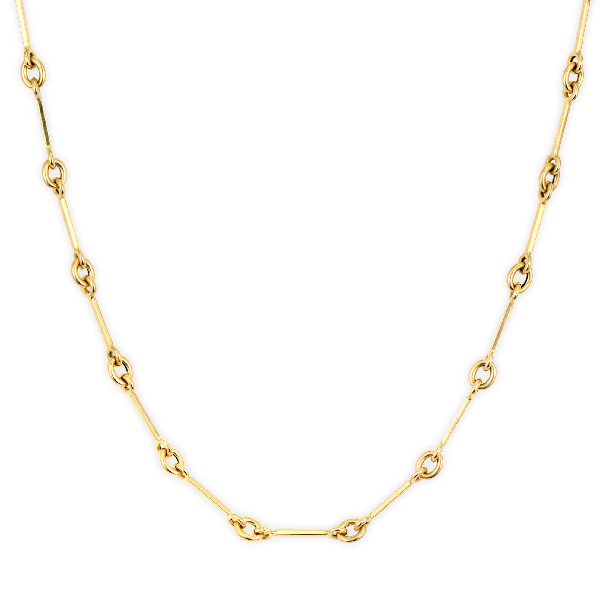 Three Stories Horsebit Chain Necklace in 14K Yellow Gold, 18" Length