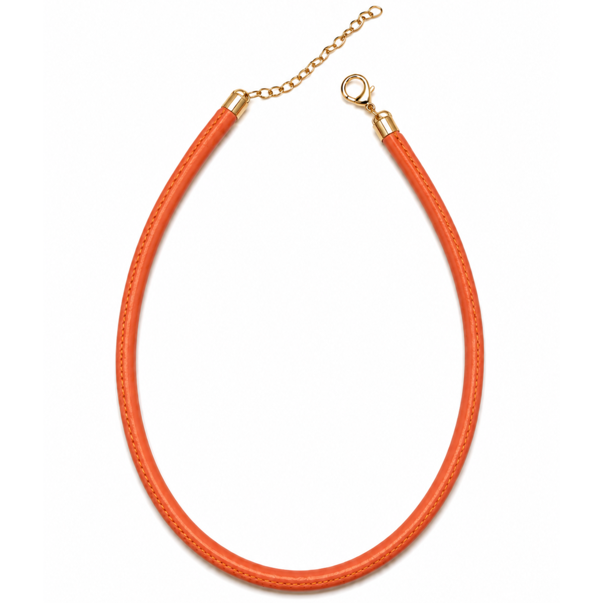 Lionheart Orange Leather Cord Necklace, 14" Length