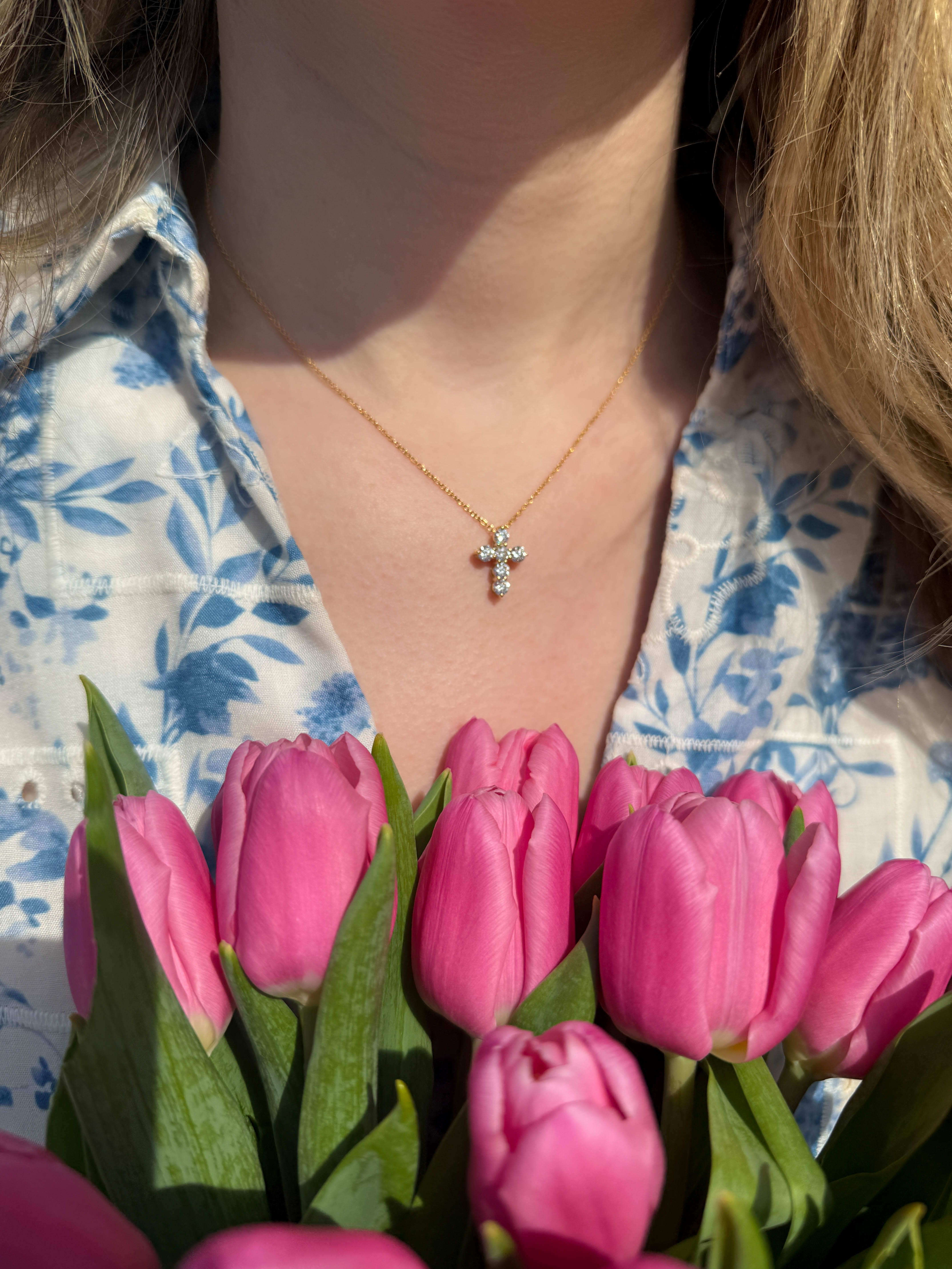 Diamond Cross 1.00CT Pendant Necklace in 14K Yellow Gold