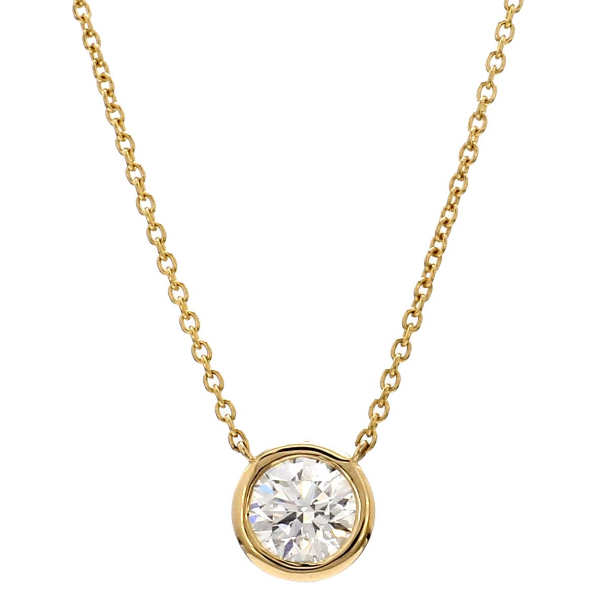 Solitaire Bezel Set Diamond Pendant Necklace in 14K Yellow Gold, 0.70CT