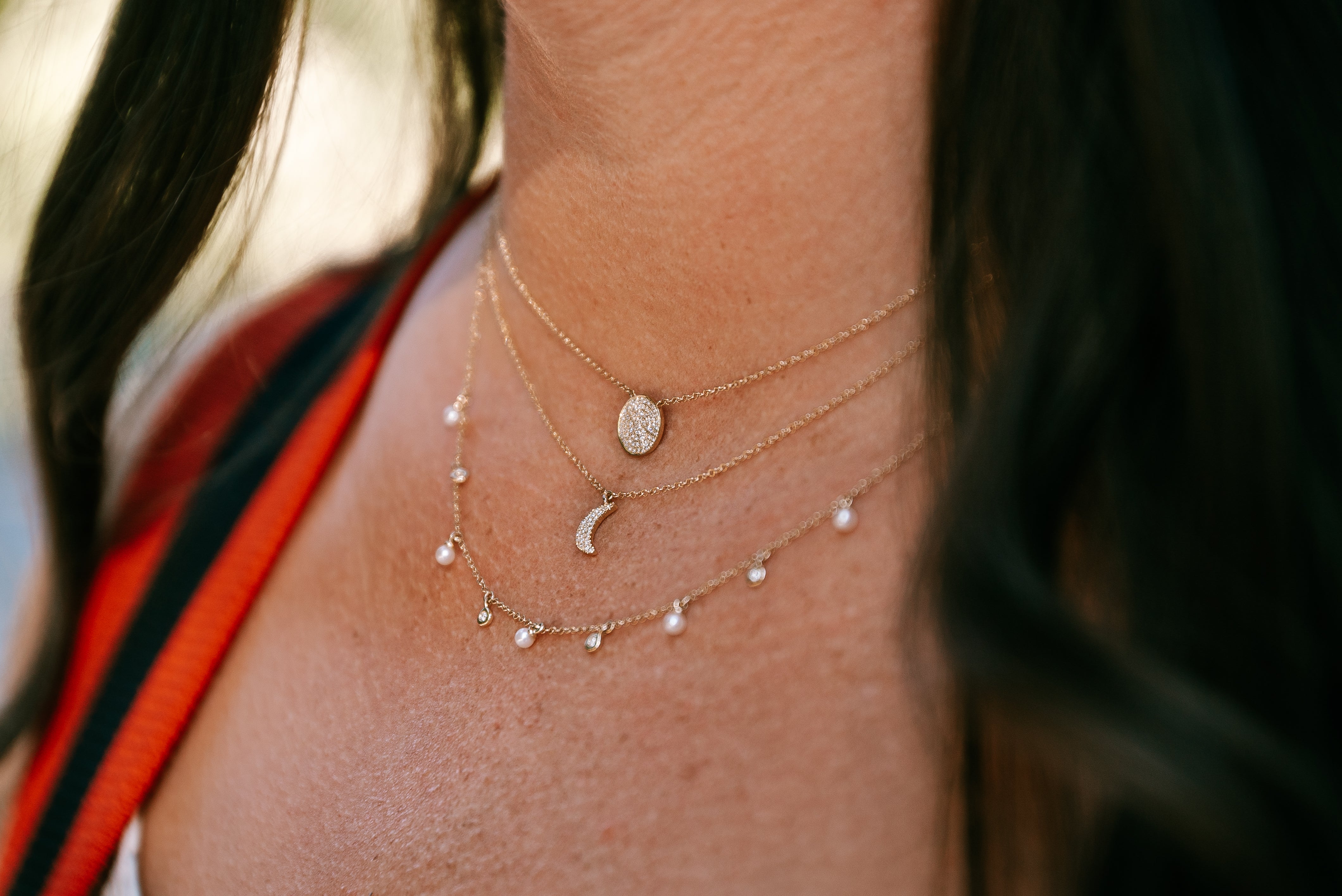 Diamond Crescent Moon Pendant Necklace in 14K Yellow Gold