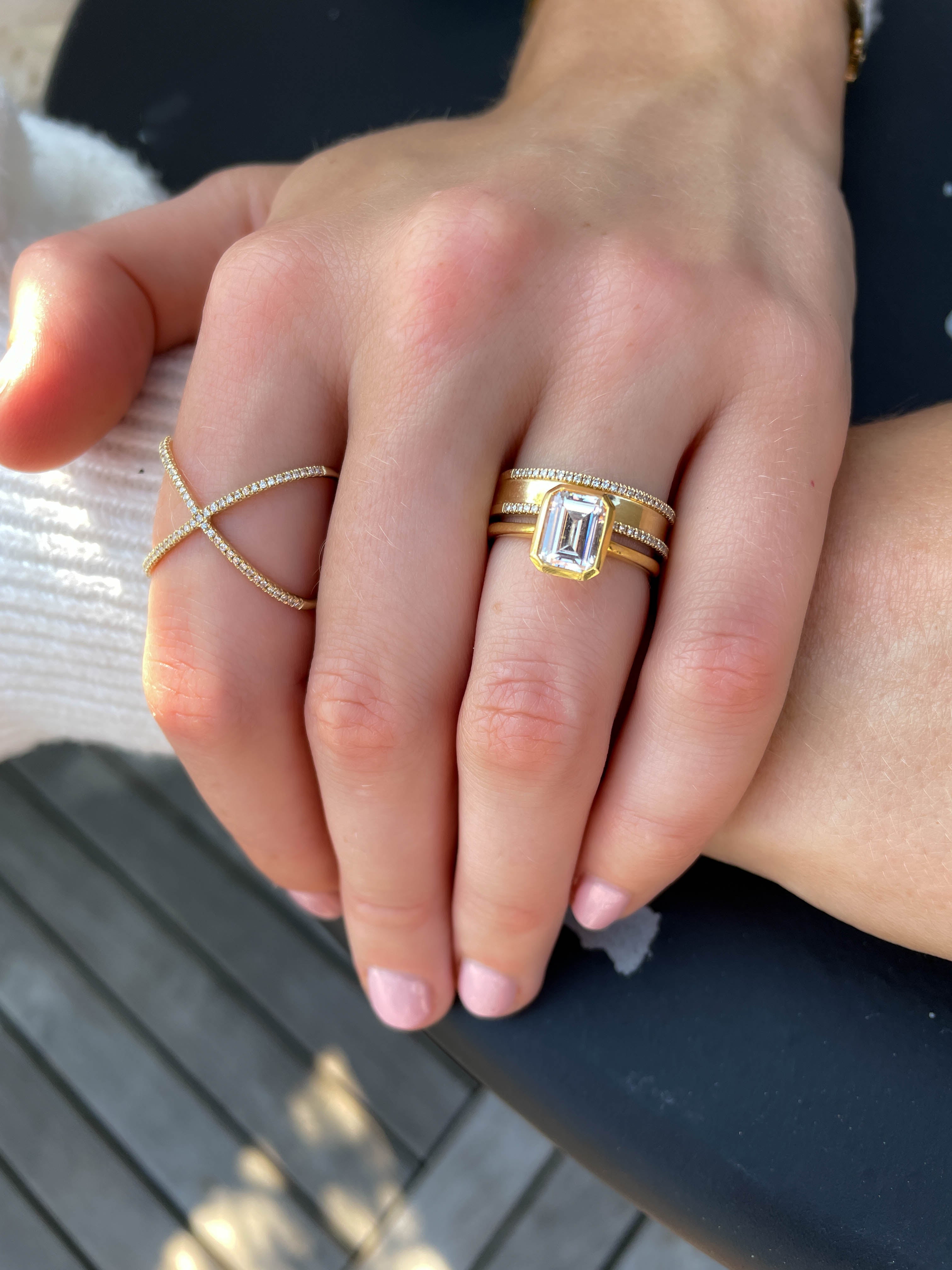 Weatherly Diamond Edge Band Ring in 14K Yellow Gold, Size 7
