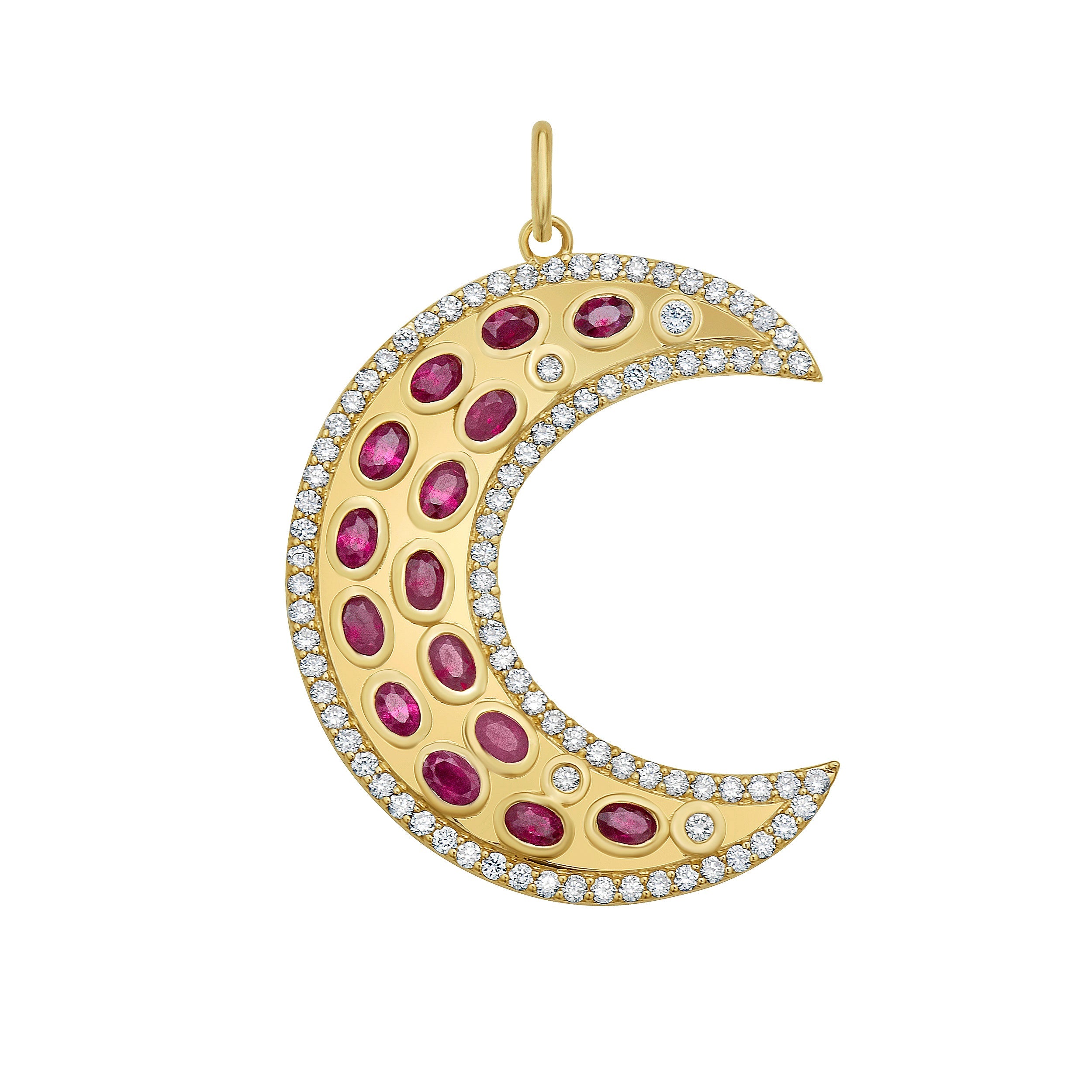 Lionheart Maneskin Ruby Moon Charm in 18K Yellow Gold