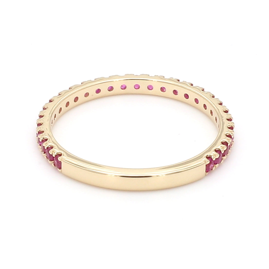 Ruby Pave Ring in 14K Yellow Gold, Size 6.5