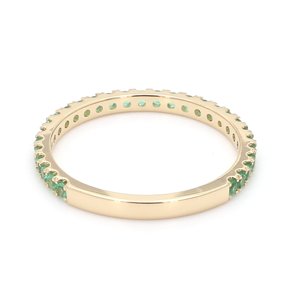 Emerald Pave Ring in 14K Yellow Gold, Size 6.5