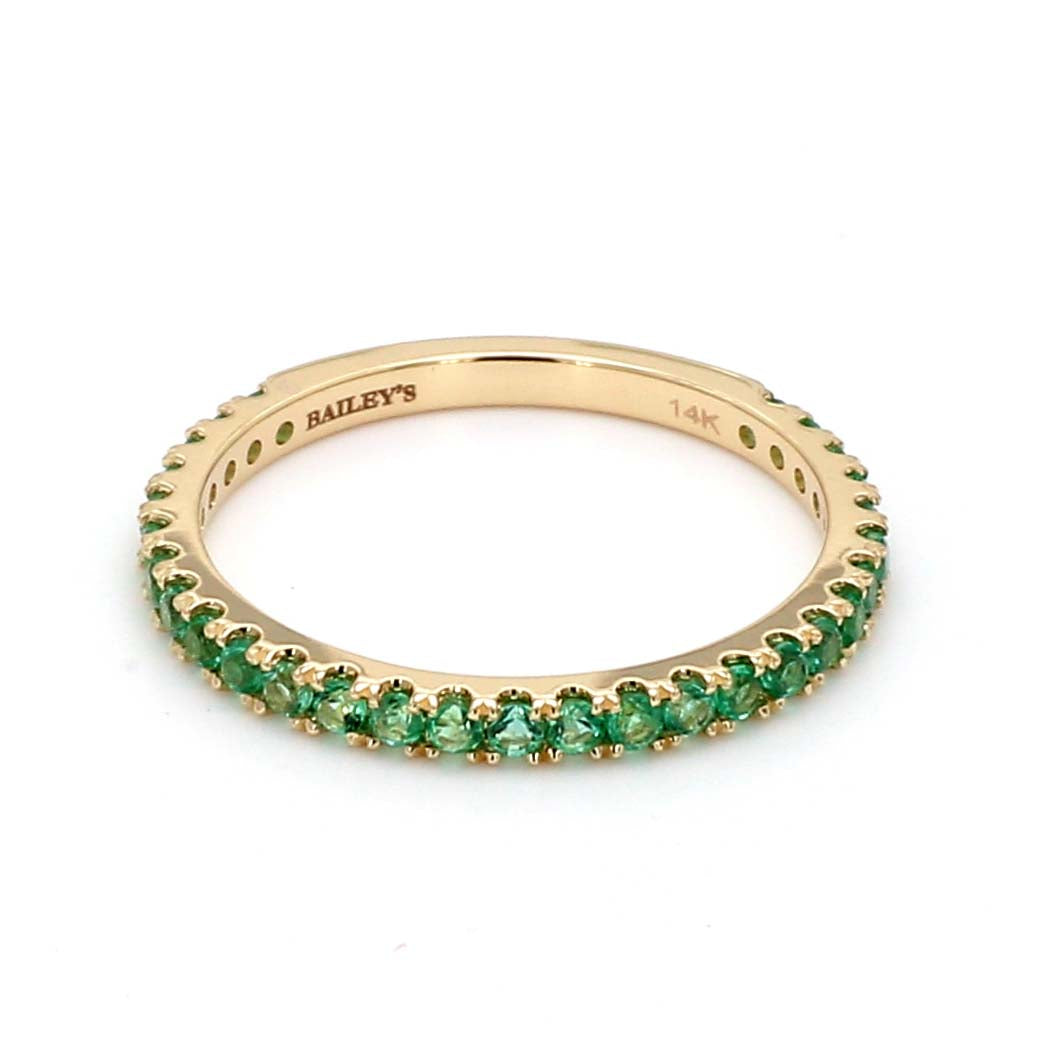 Emerald Pave Ring in 14K Yellow Gold, Size 6.5
