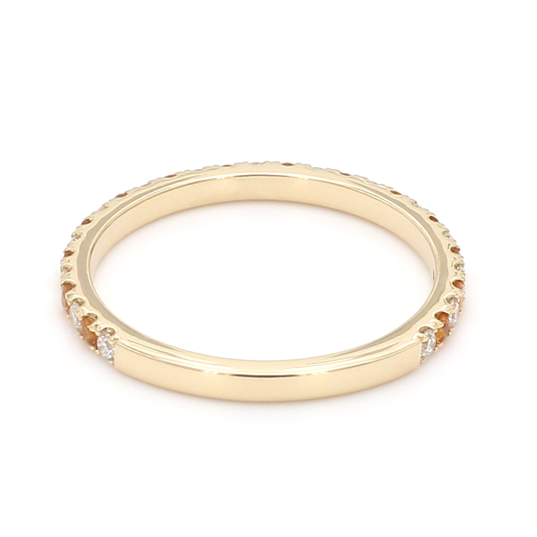 Alternating Citrine Diamond Ring in 14K Yellow Gold, Size 6.5