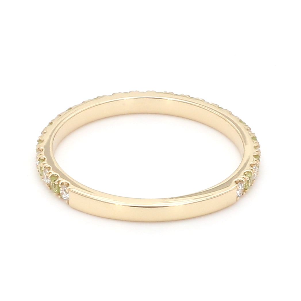 Alternating Peridot Diamond Ring 14K Yellow Gold, Size 6.5