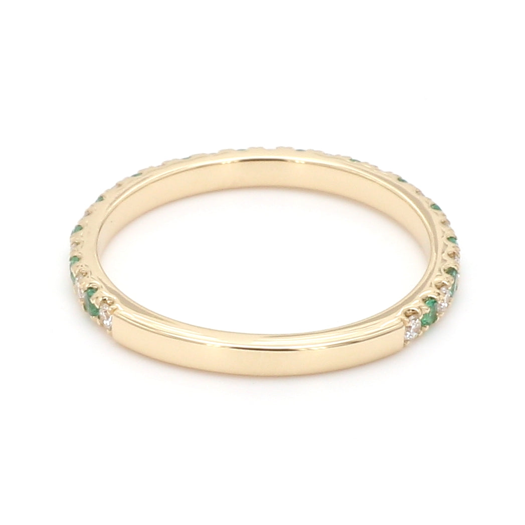 Alternating Emerald Diamond Ring in 14K Yellow Gold, Size 6.5