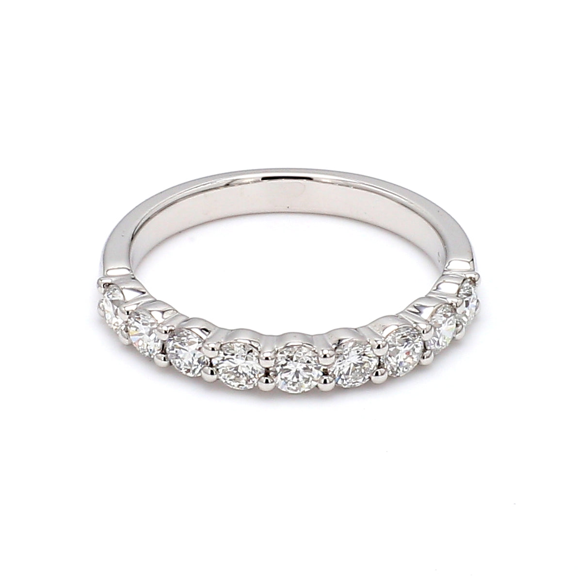 Halfway Shared Prong 0.75CT Diamond Band in 14K White Gold, Size 6