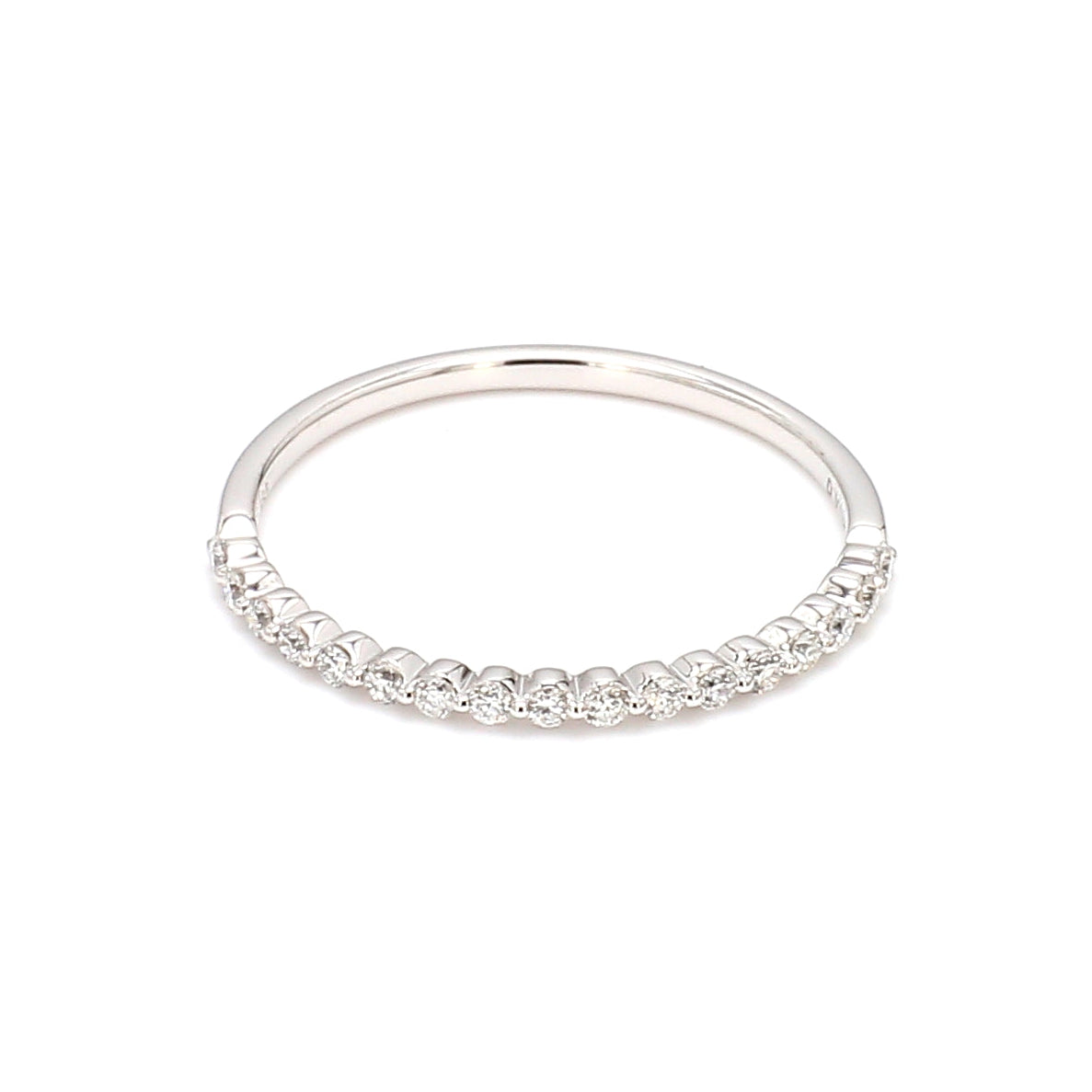 Halfway Single Prong 0.15CT Diamond Band in 14K White Gold, Size 6
