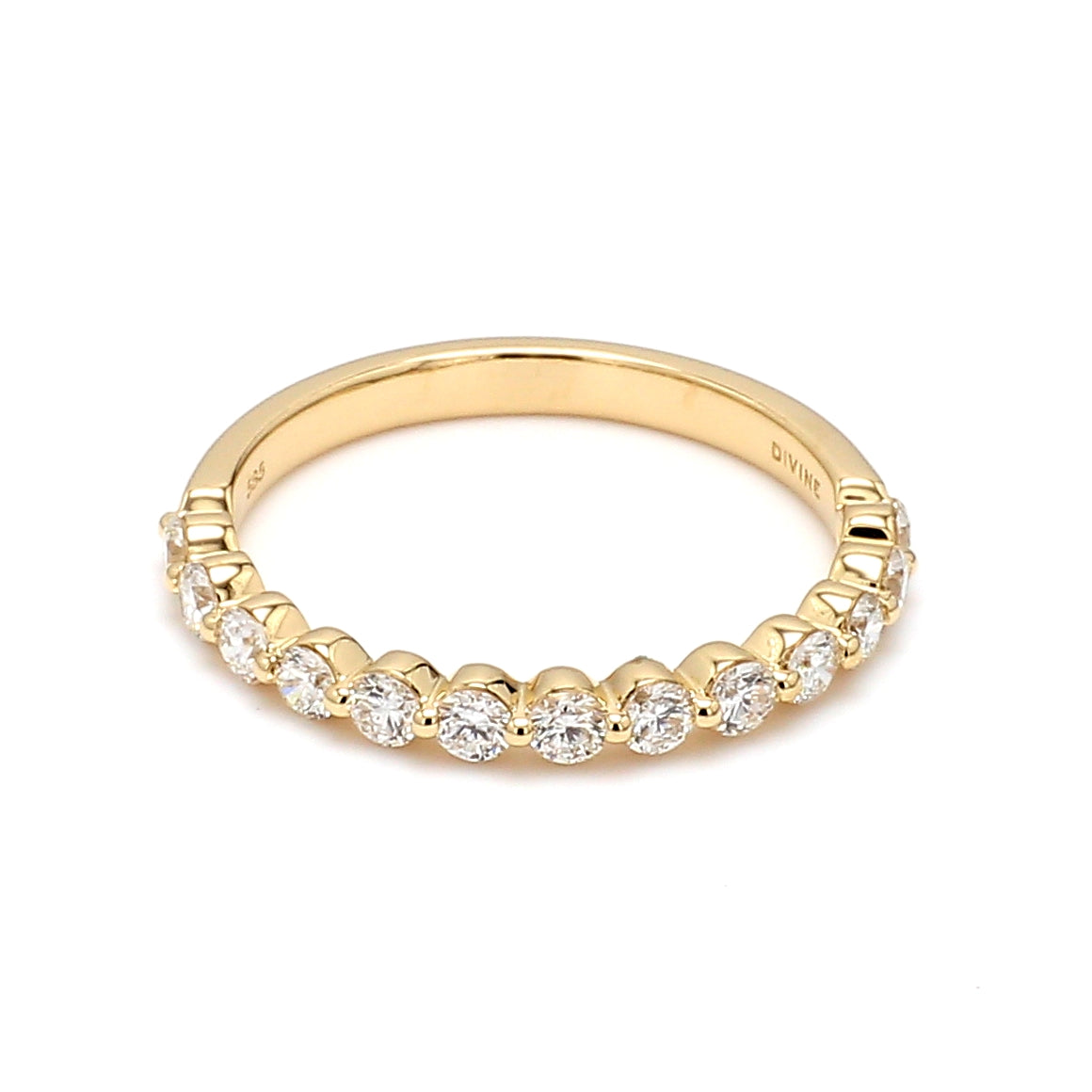Halfway Single Prong 0.50CT Diamond Band in 14K Yellow Gold, Size 6