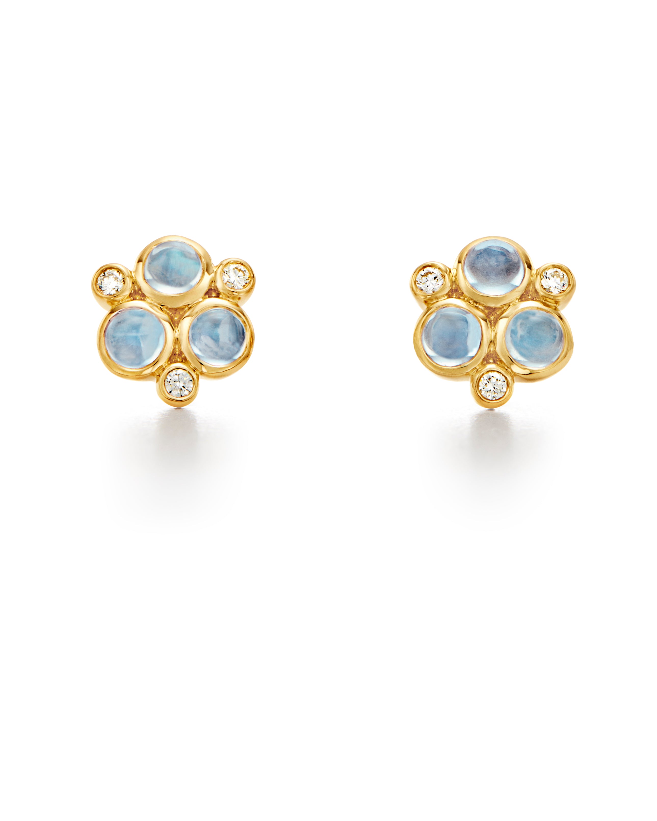 Temple St. Clair Blue Moonstone Trio Stud Earrings in 18K Yellow Gold