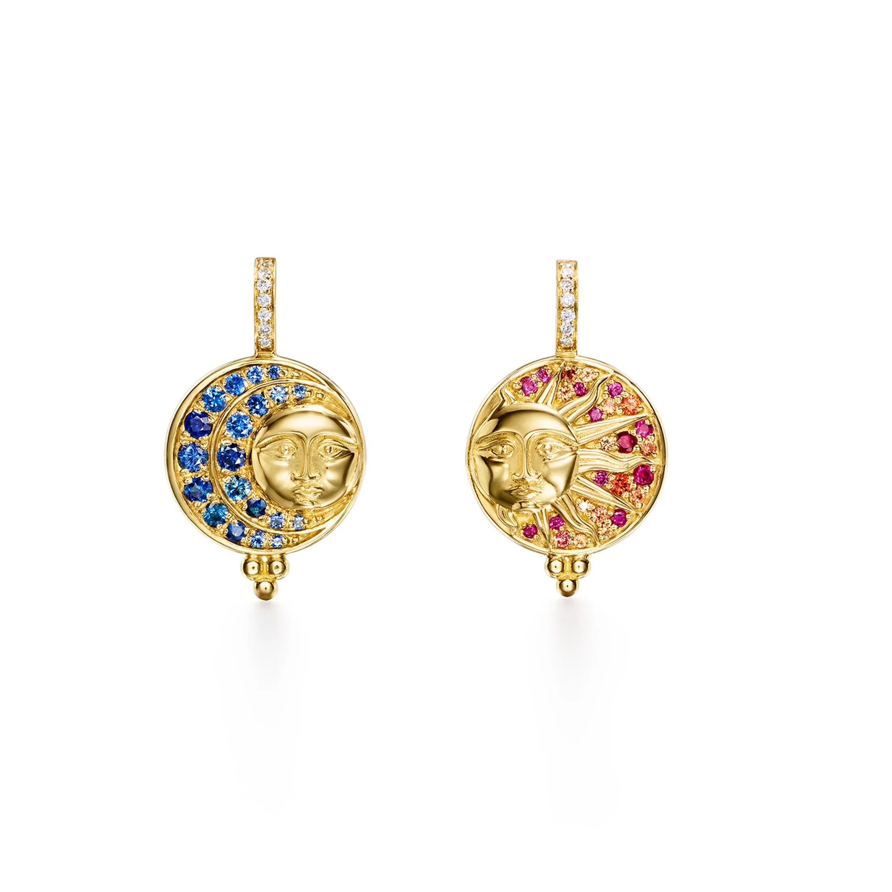 Temple St. Clair Multi Sapphire Eclipse Earrings in 18K Yellow Gold