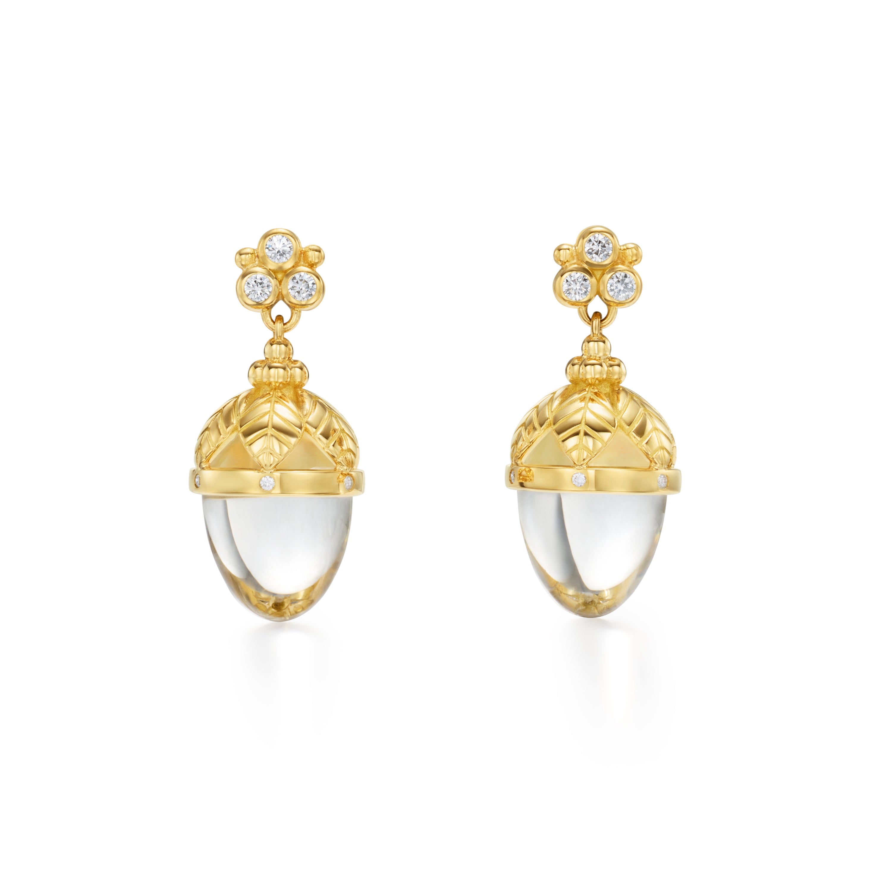 Temple St. Clair Rock Crystal Arcadia Amulet Earrings in 18K Yellow Gold