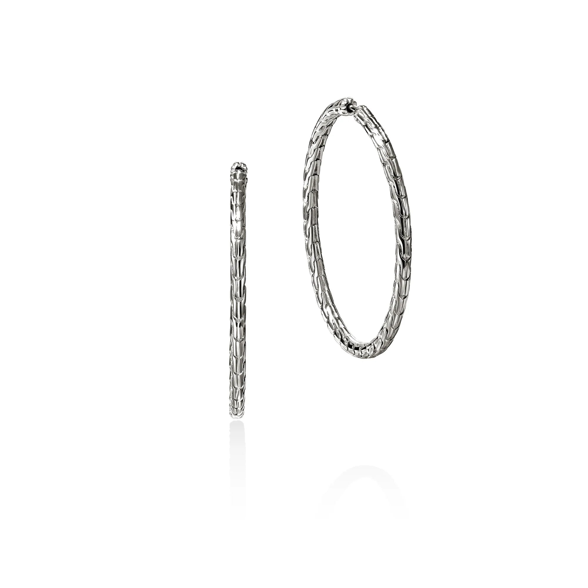 John Hardy Essential Flex Hoop Earrings in Sterling Silver, 39MM
