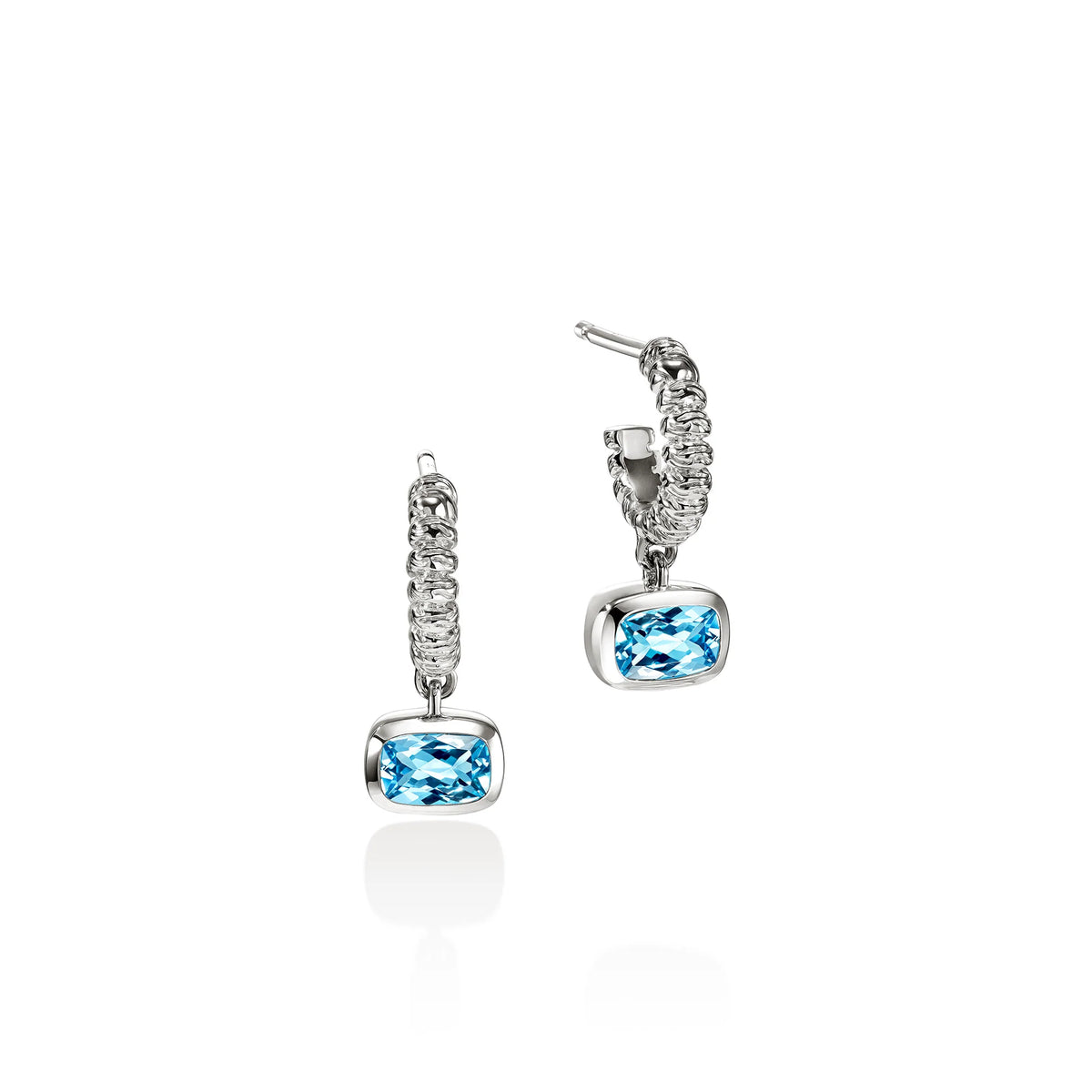 John Hardy Heishi Blue Topaz Drop Earrings in Sterling Silver