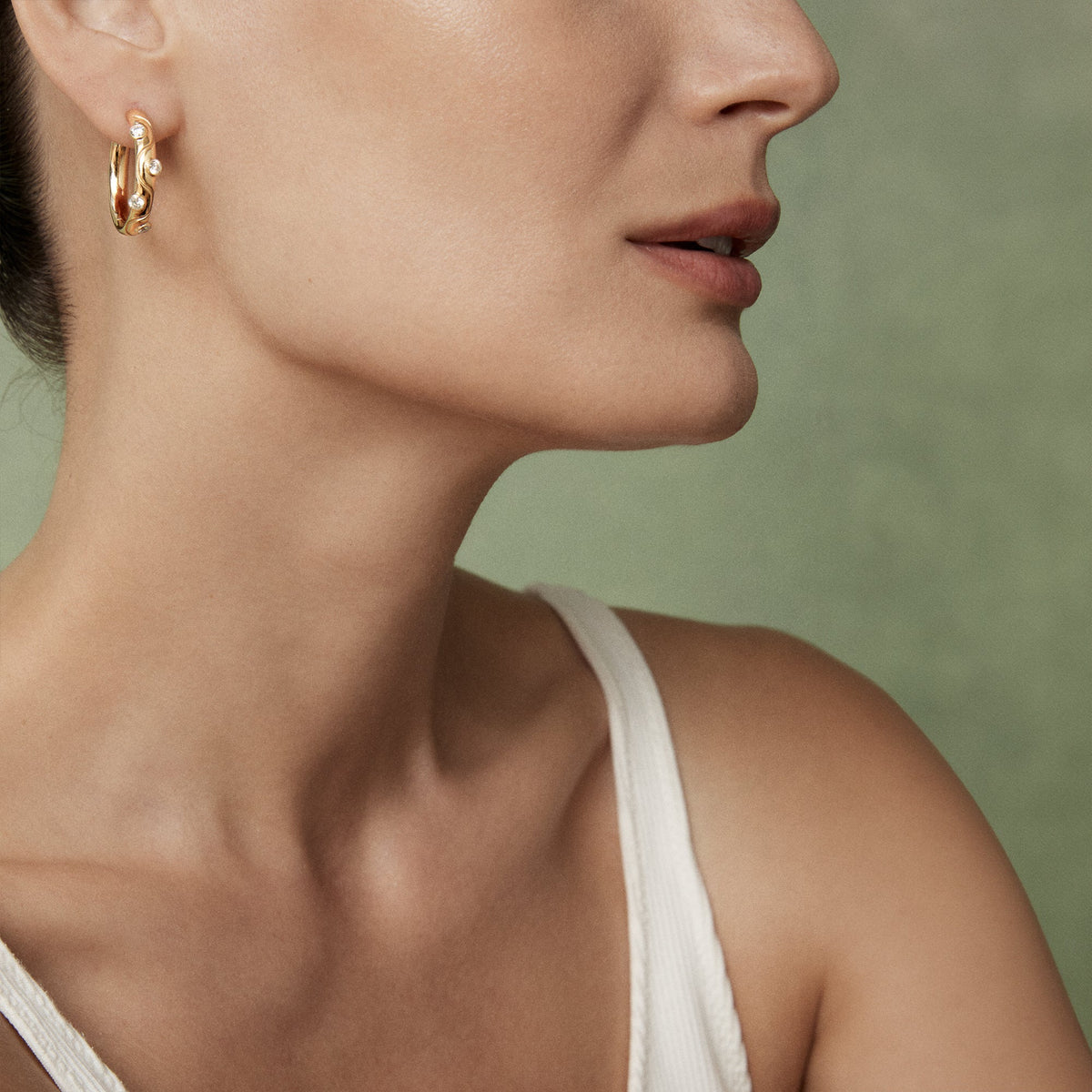 Mark Henry Diamond Riva Crest Hoops in 18K Yellow Gold