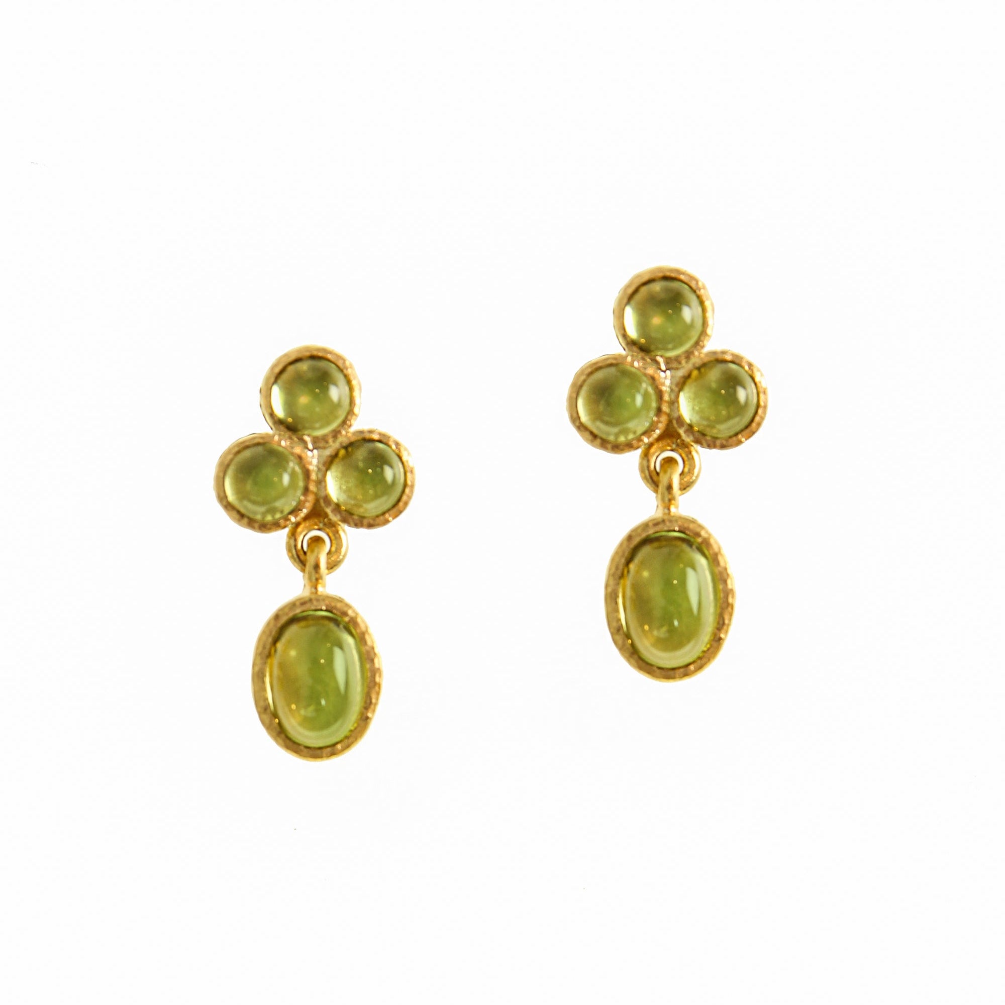 Elizabeth Locke Peridot Dangle Stud Earrings in Yellow Gold