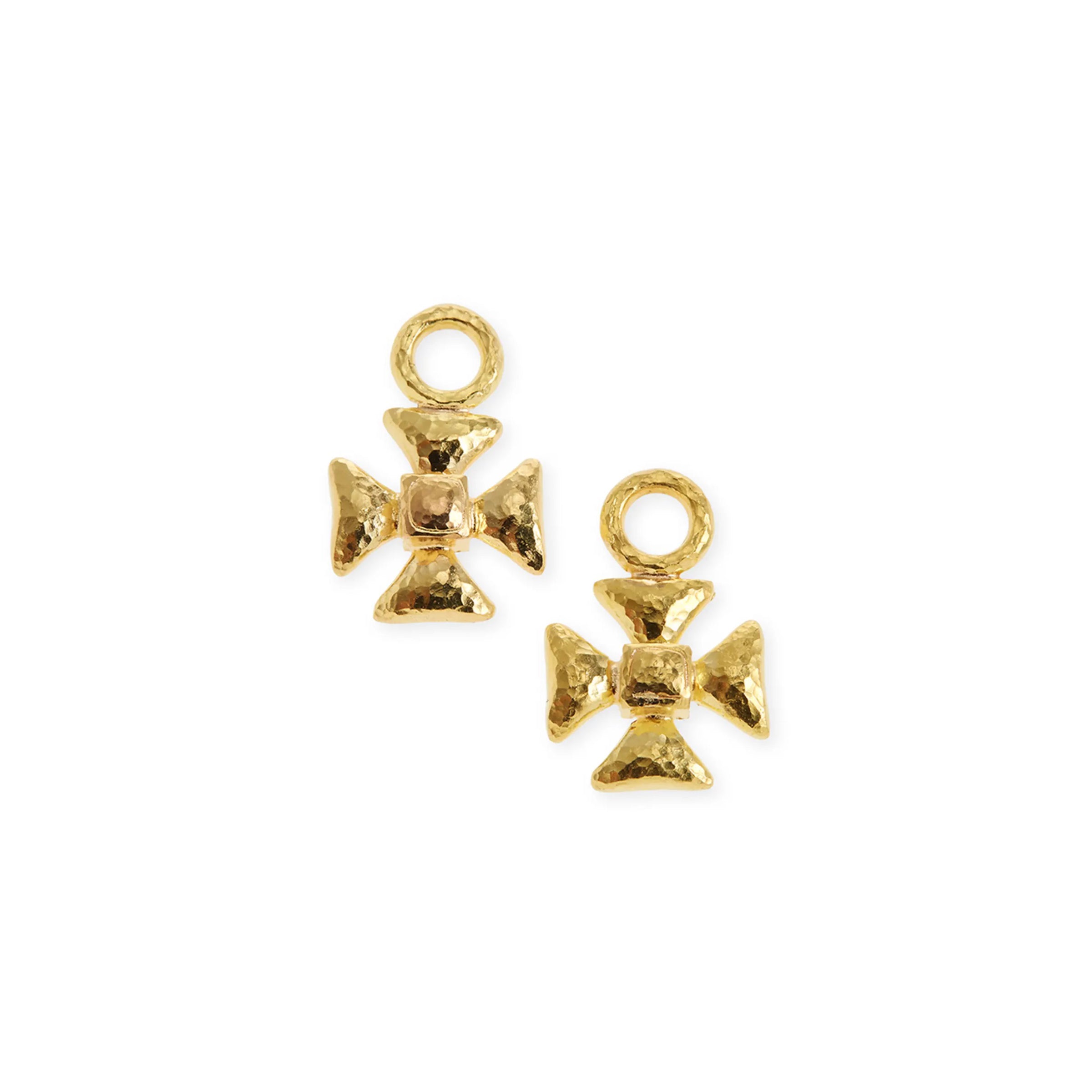 Elizabeth Locke Maltese Cross Earrings Charms in Yellow Gold