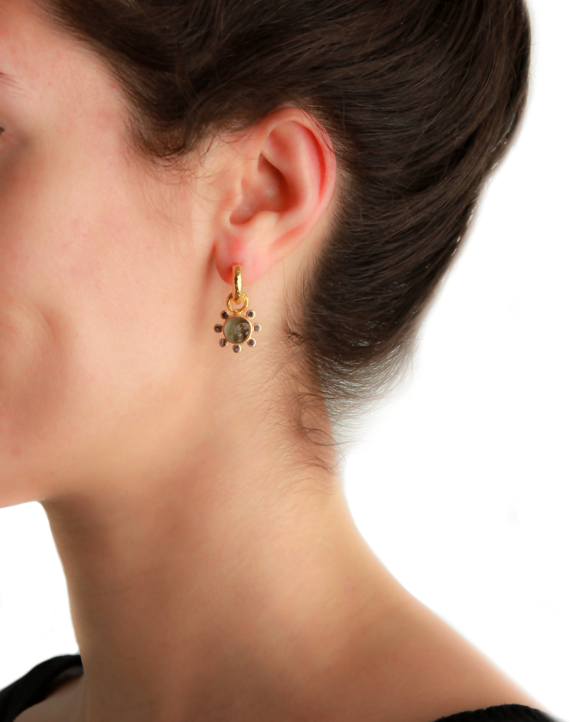 Elizabeth Locke Man in the Moon Aquamarine Earring Charms in 19K Yellow Gold
