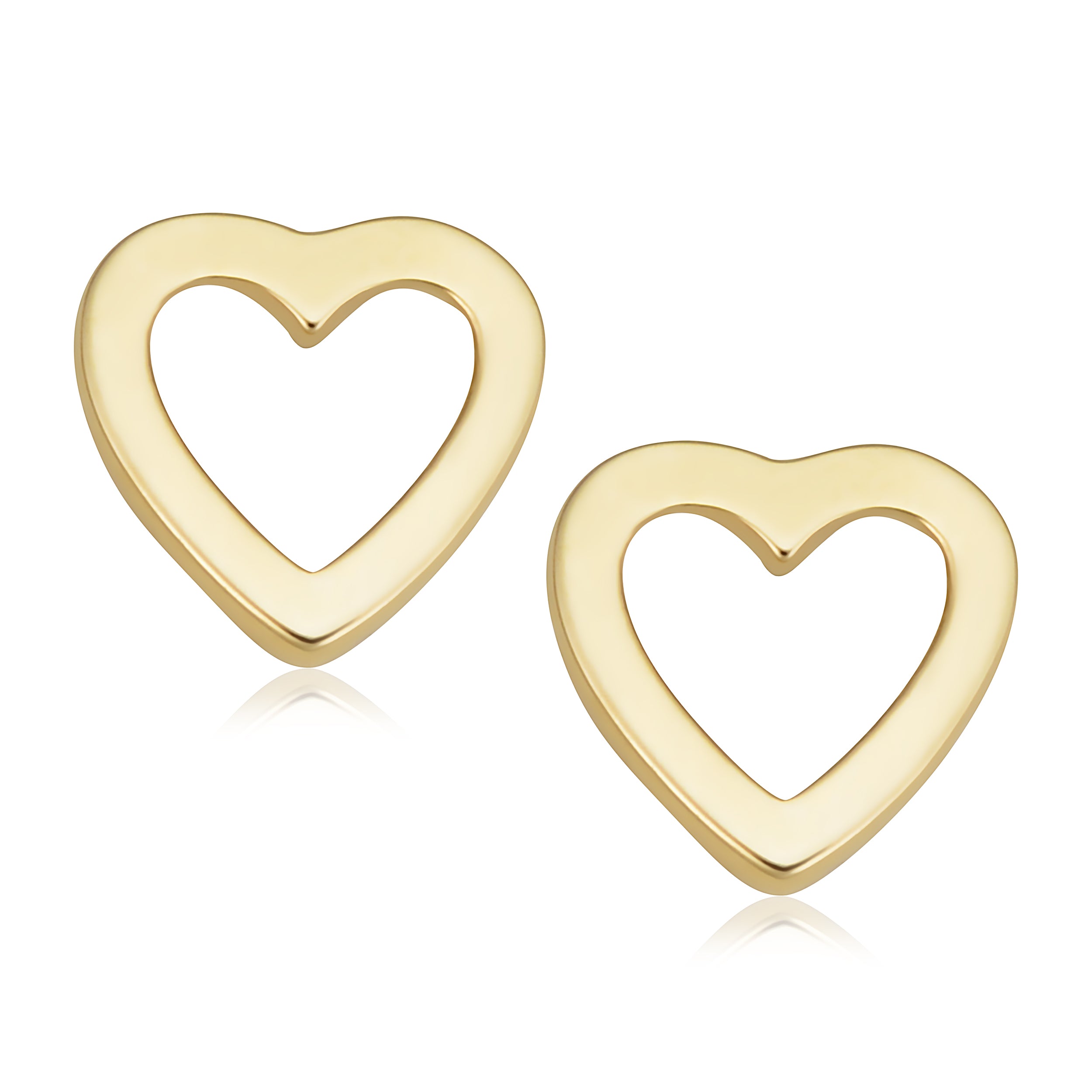 Open Heart Stud Earrings in 14K Yellow Gold