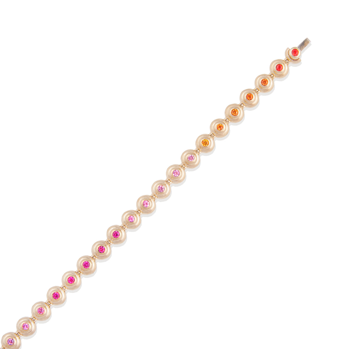 Campbell + Charlotte Evolve Pink & Orange Sapphire Link Bracelet in 14K Yellow Gold