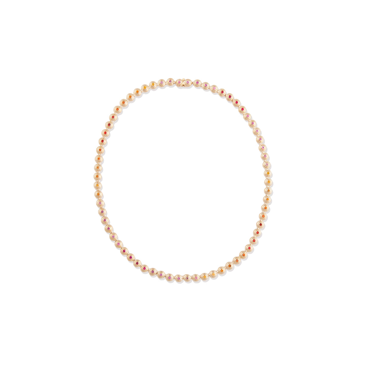 Campbell + Charlotte Evolve Pink & Orange Sapphire Link Necklace in 14K Yellow Gold