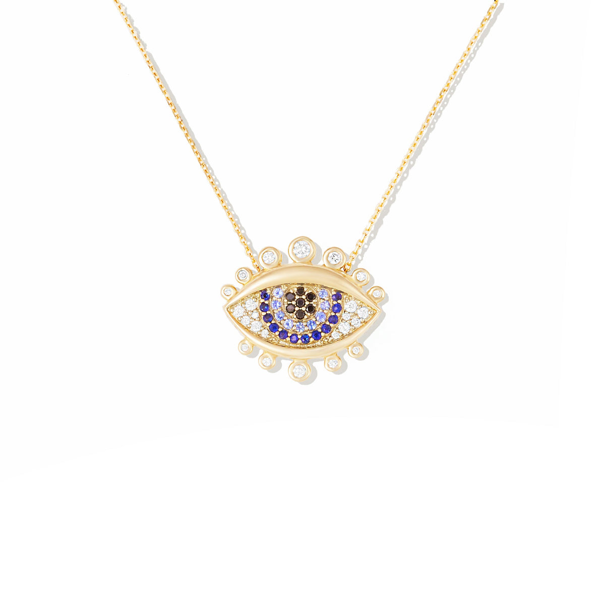 Campbell + Charlotte Juju Evil Eye Charm Necklace in 14K Yellow Gold