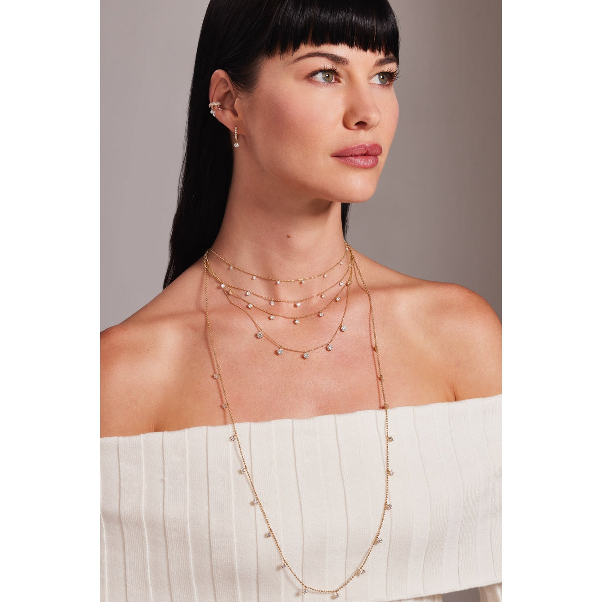 Graziela Tiny Floating Diamond Necklace in 18K Yellow Gold