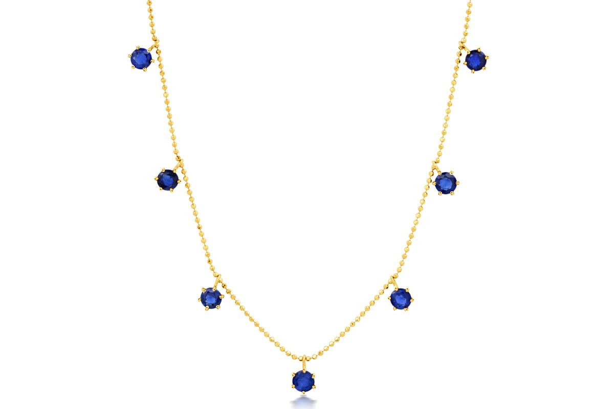 Graziela Floating Blue Sapphire Necklace in 18K Yellow Gold