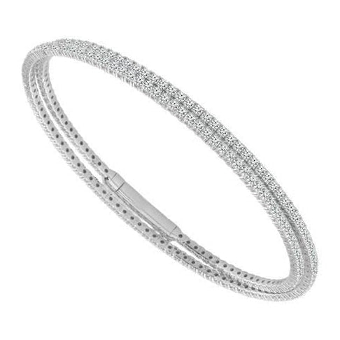 Double Wrap Diamond Flex Bracelet in 14K White Gold