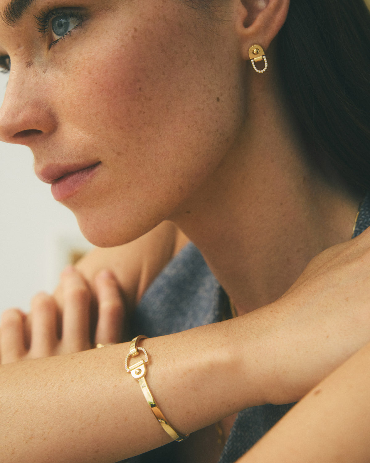 Statement Paris Small Rivet Earrings in 18K Yellow Gold