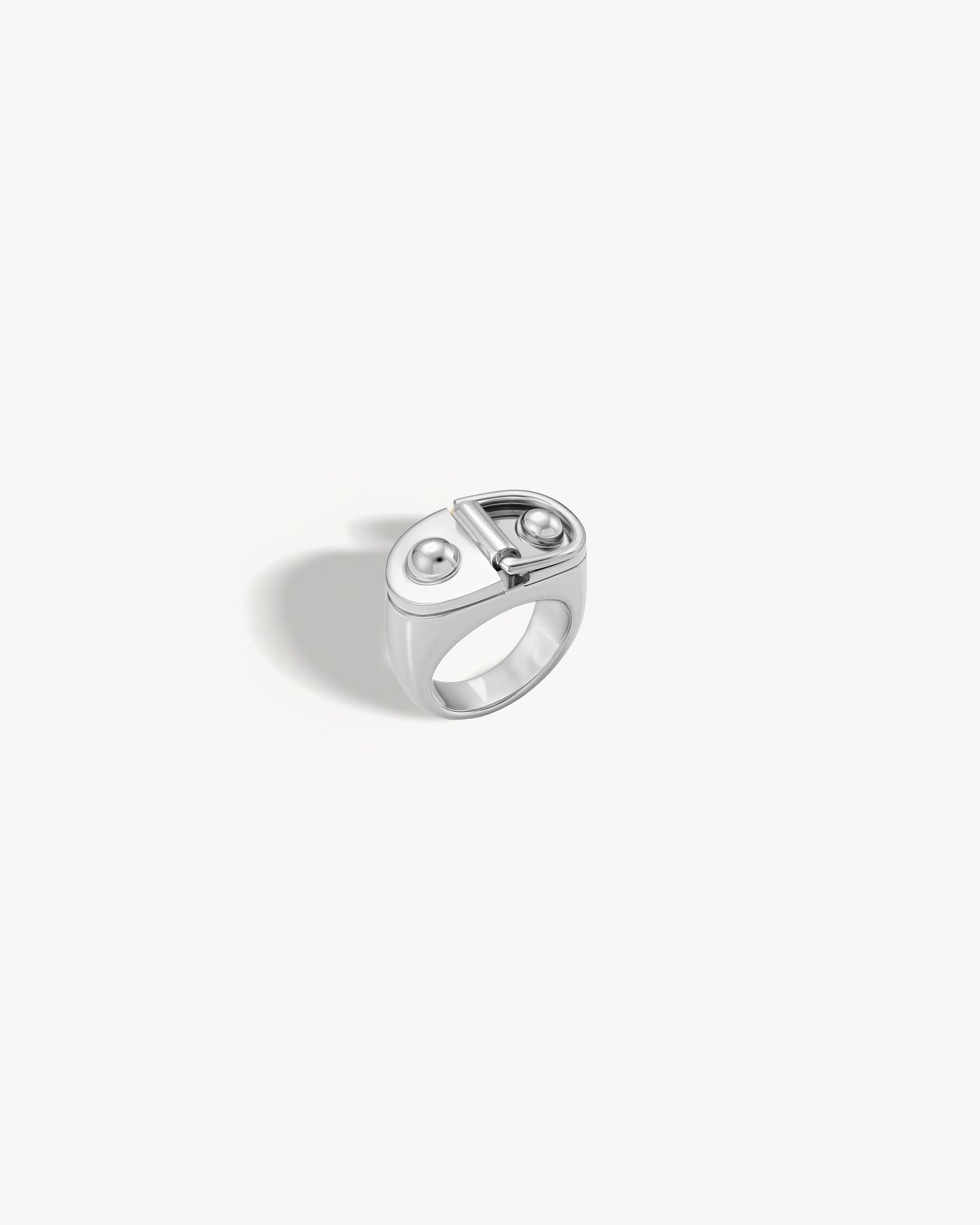 Statement Paris Small Rivet Signet Ring in Sterling Silver, Size 7