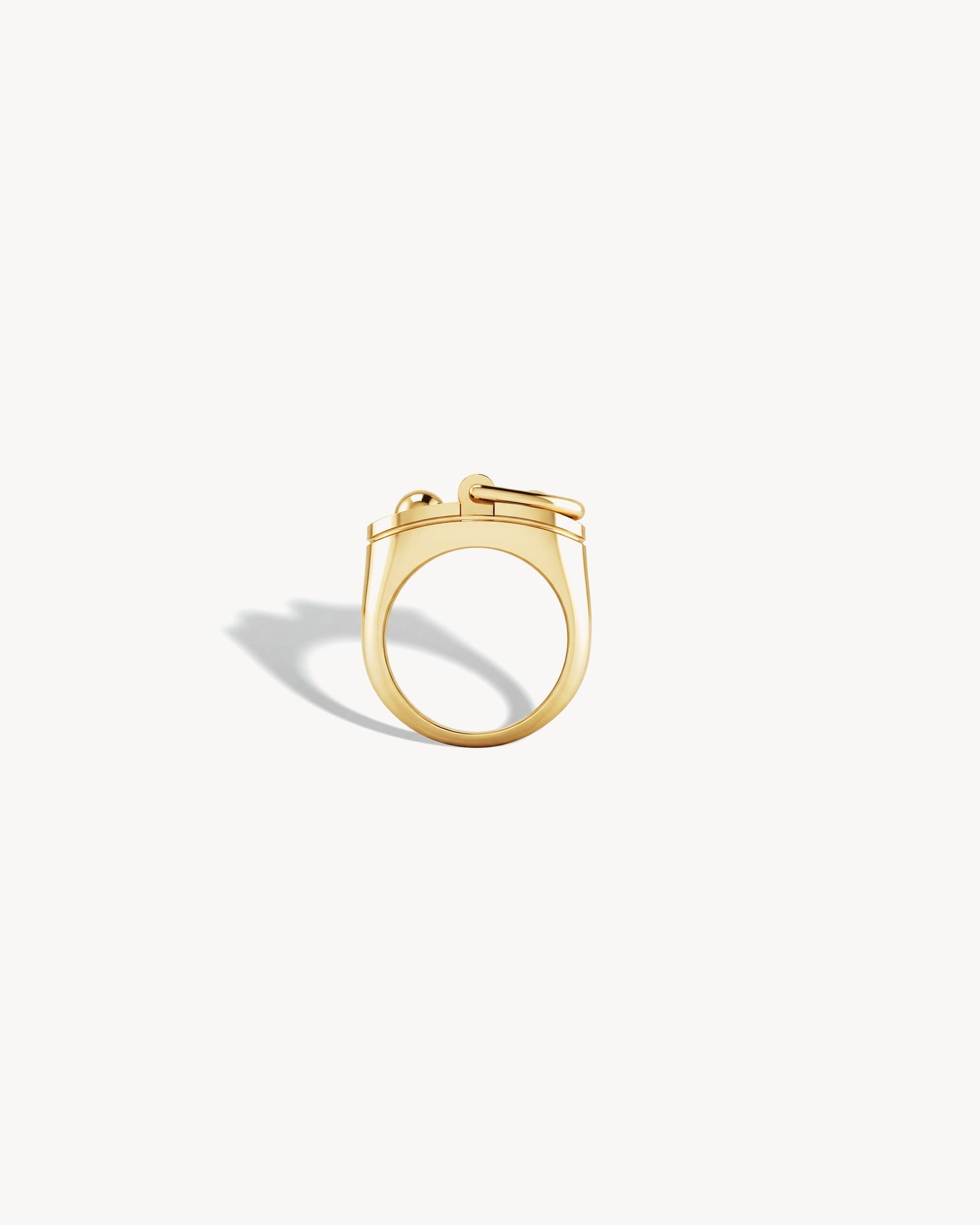 Statement Paris Small Rivet Signet Ring in 18K Yellow Gold, Size 6.5