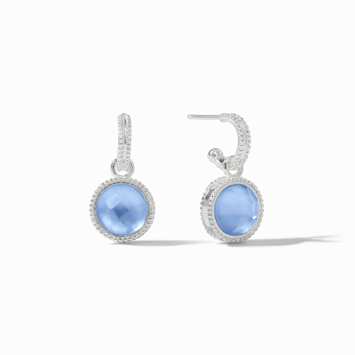 Julie Vos Fleur De Lis Charm Hoops in Iridescent Chalcedony